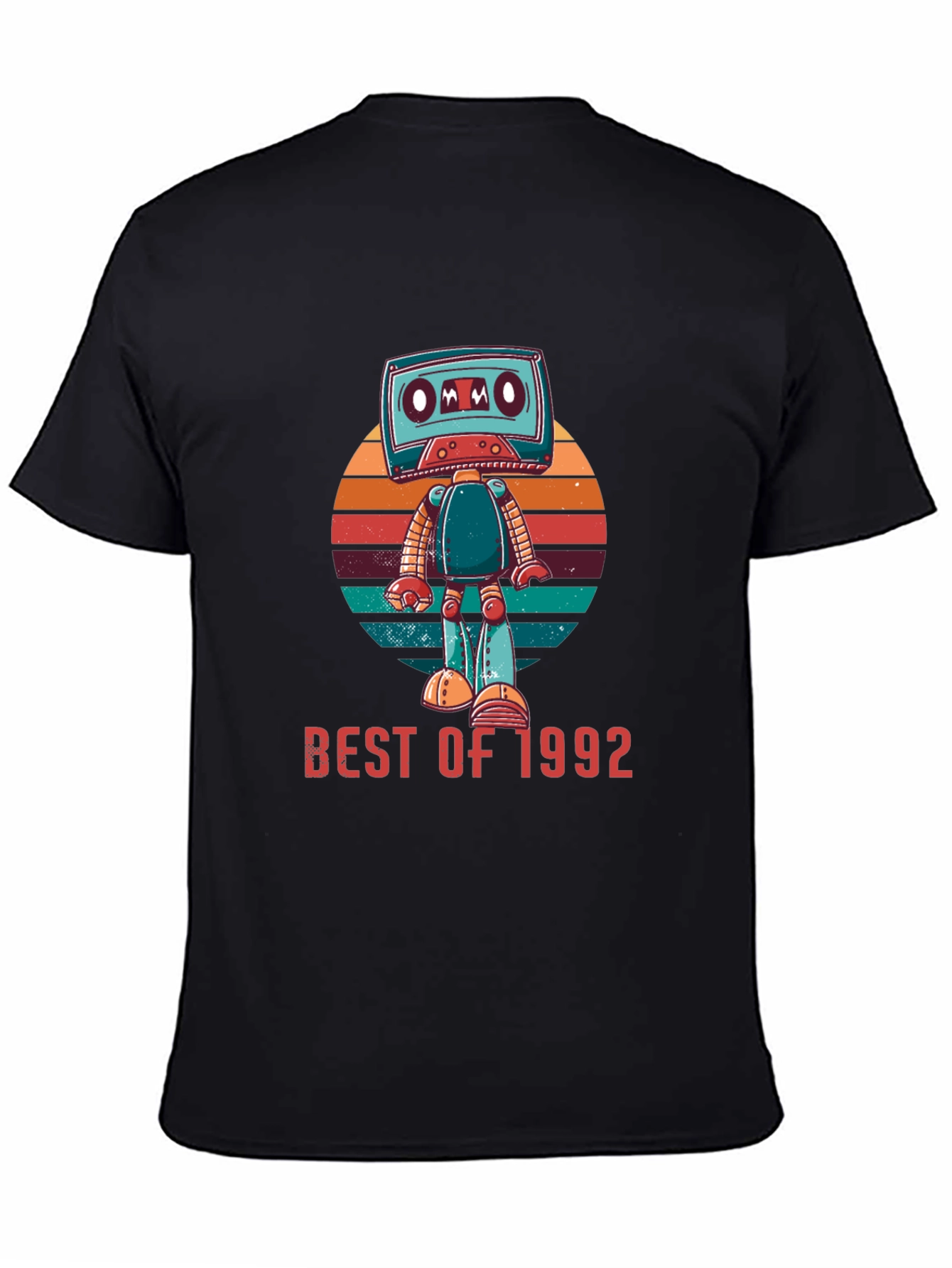 Black Best of 1992 Cassette Robot Graphic T-Shirt view 4