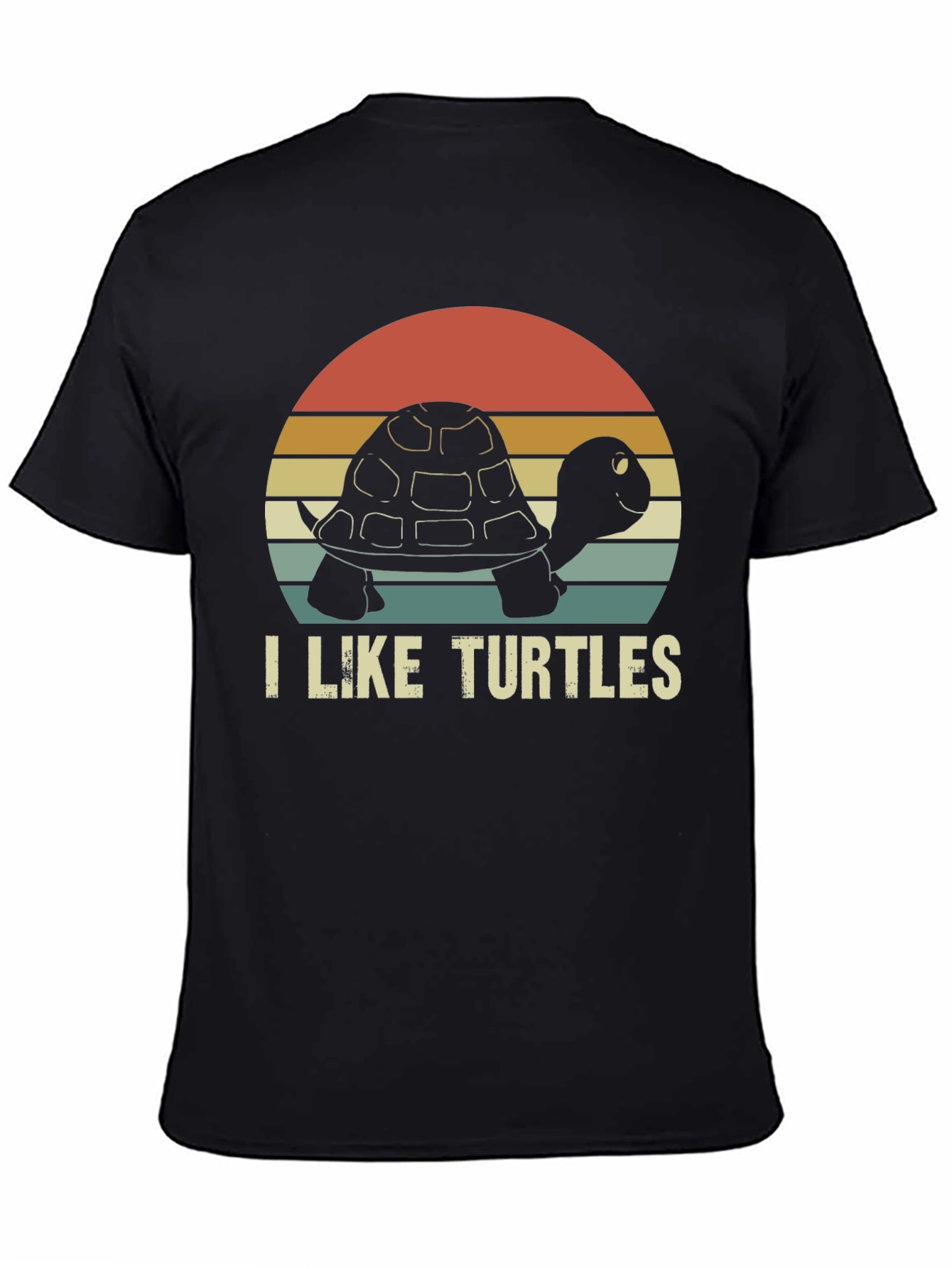 Black I Like Turtles Retro Graphic T-Shirt view 4