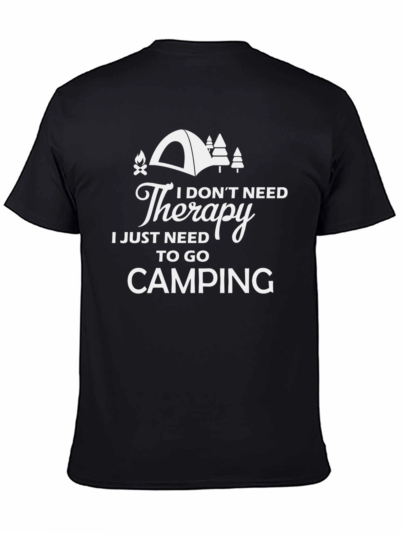 Black Camping Therapy T-Shirt - Nature Lover Apparel view 4