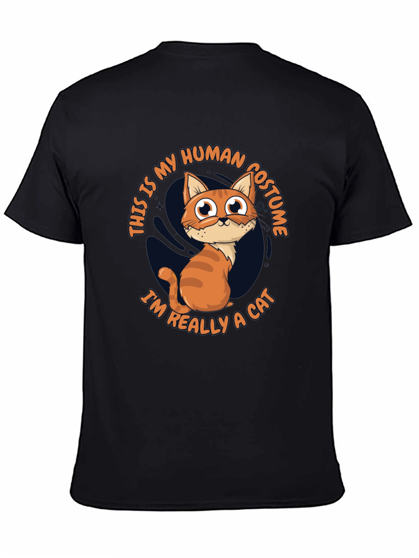 Black Funny Cat Human Costume T-Shirt view 4