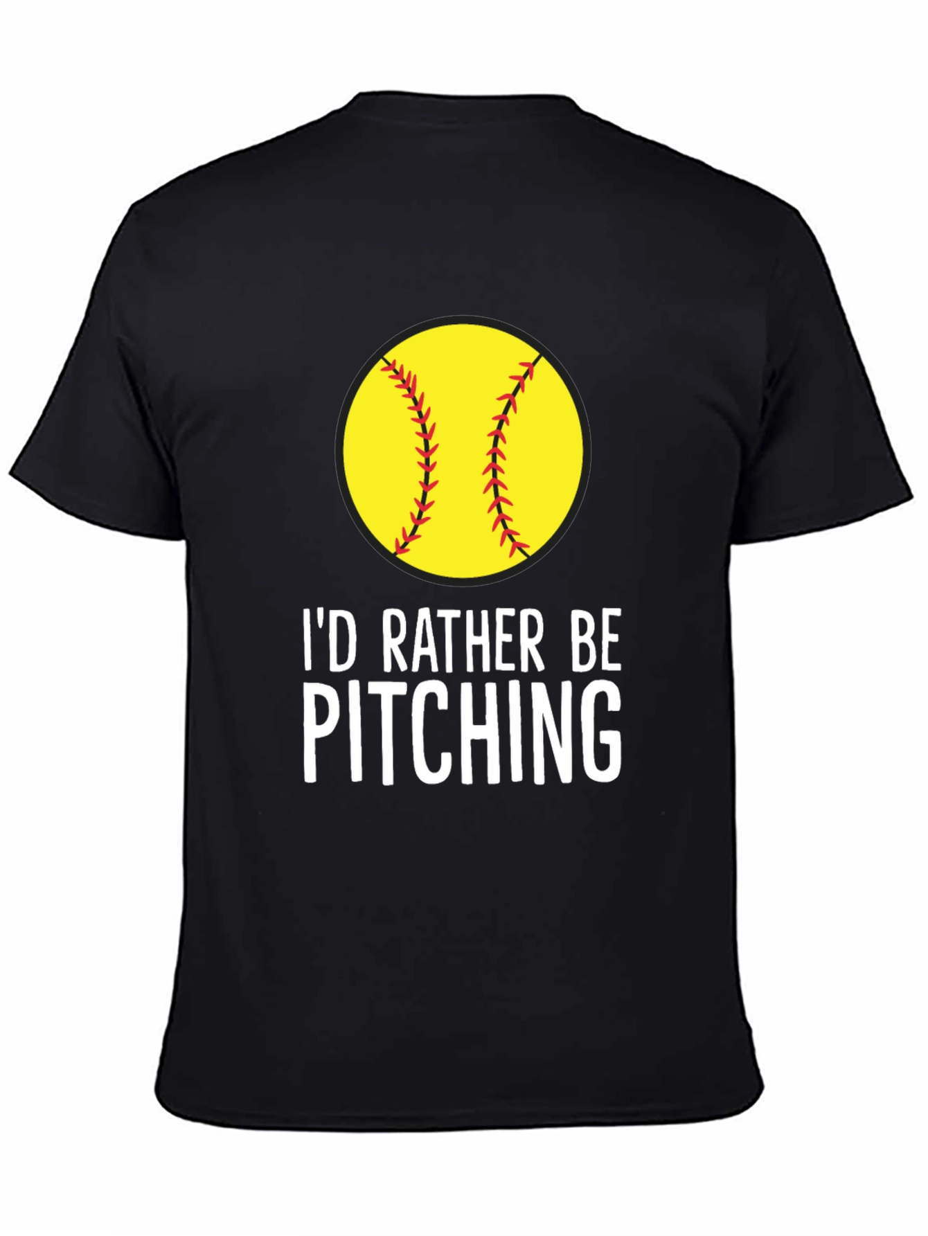 Black I'd Rather Be Pitching Softball T-Shirt view 4