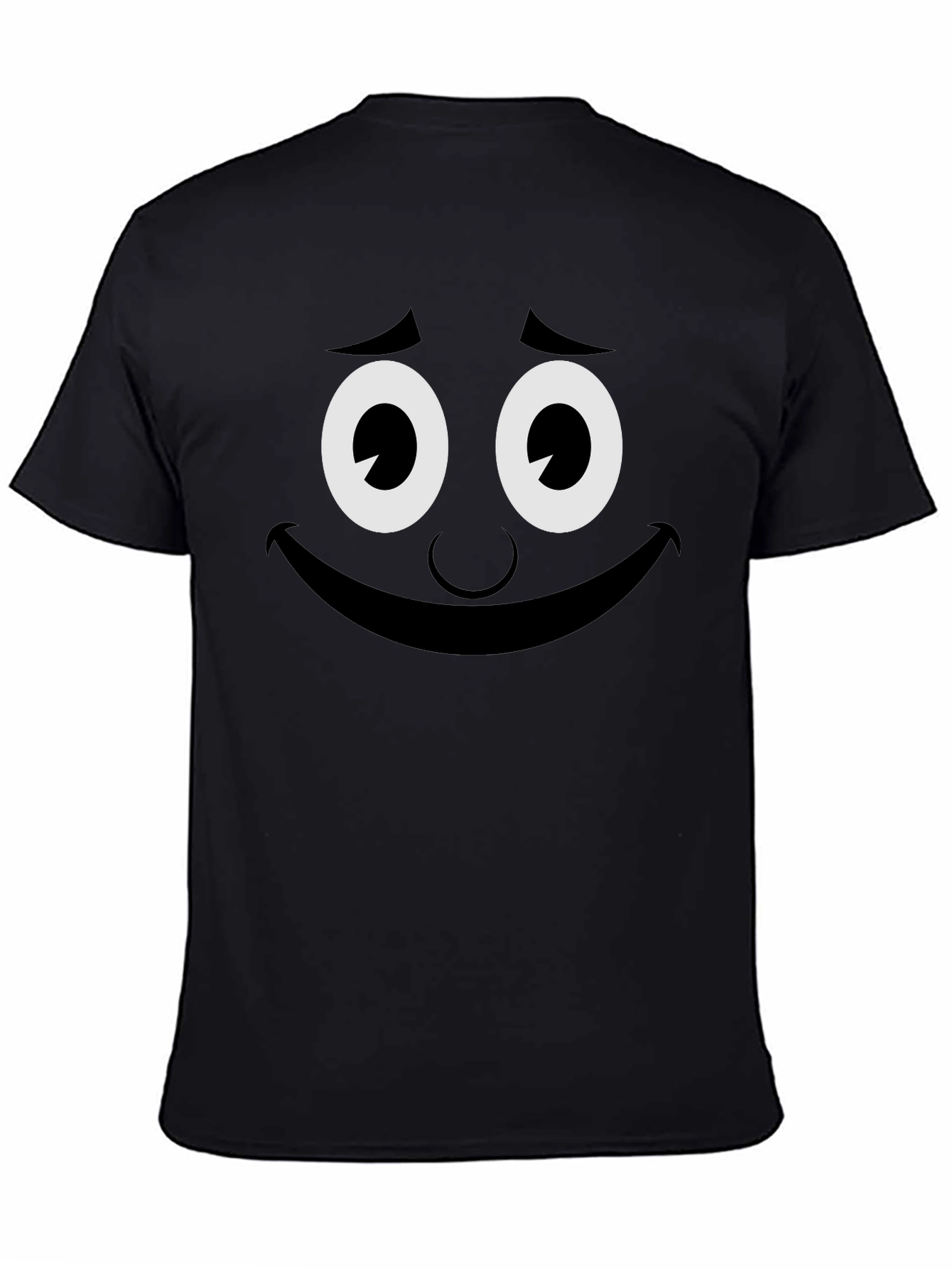 Black Funny Smiley Face Graphic Tee - Black Crew Neck T-Shirt view 4