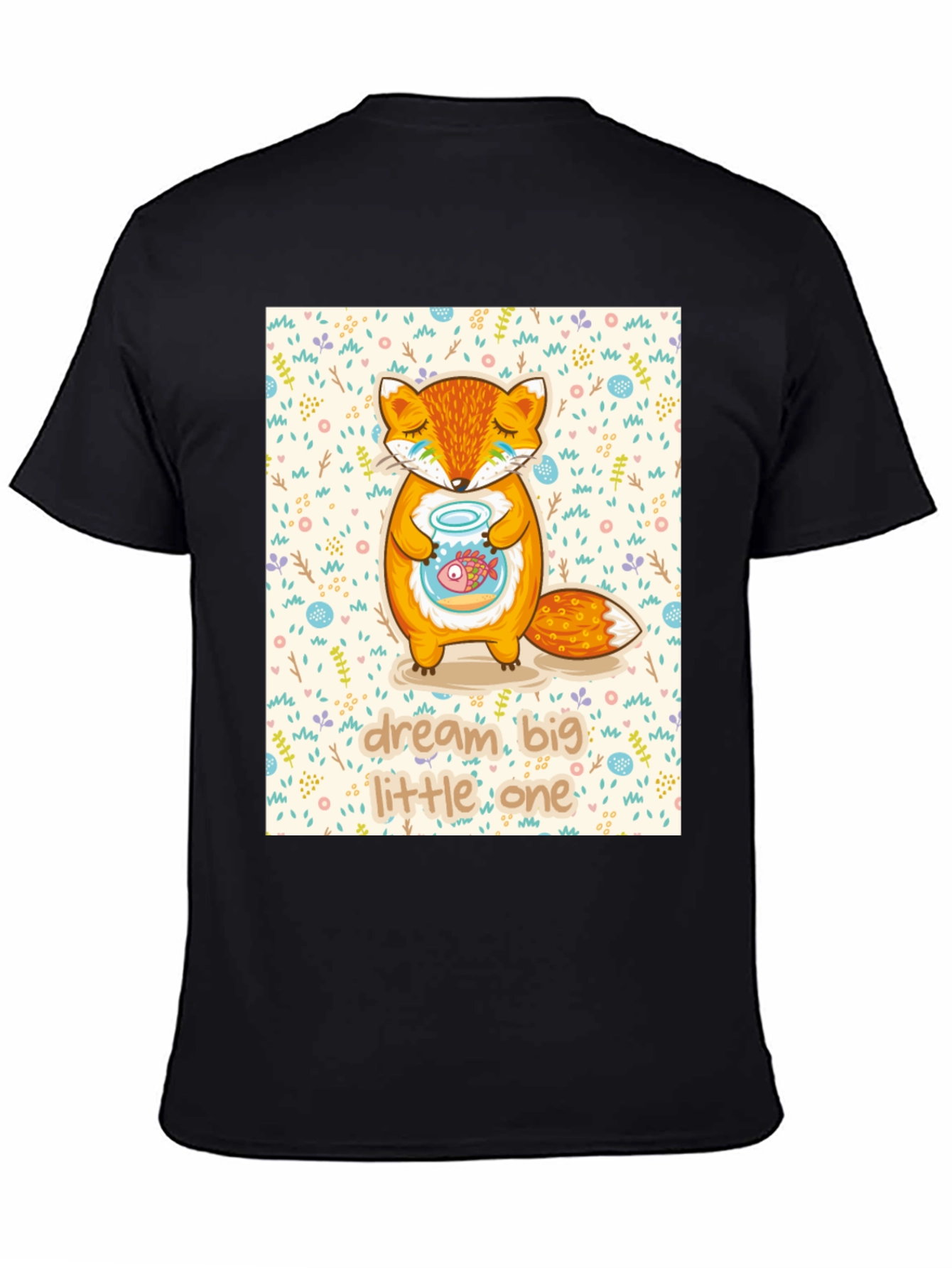 Black Dream Big Little One Fox Graphic Tee view 4