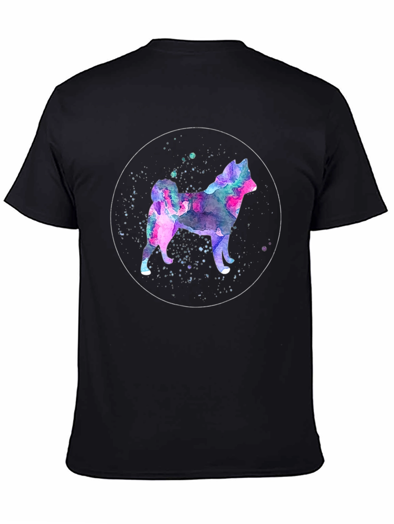 Black Watercolor Dog Silhouette Graphic T-Shirt view 4