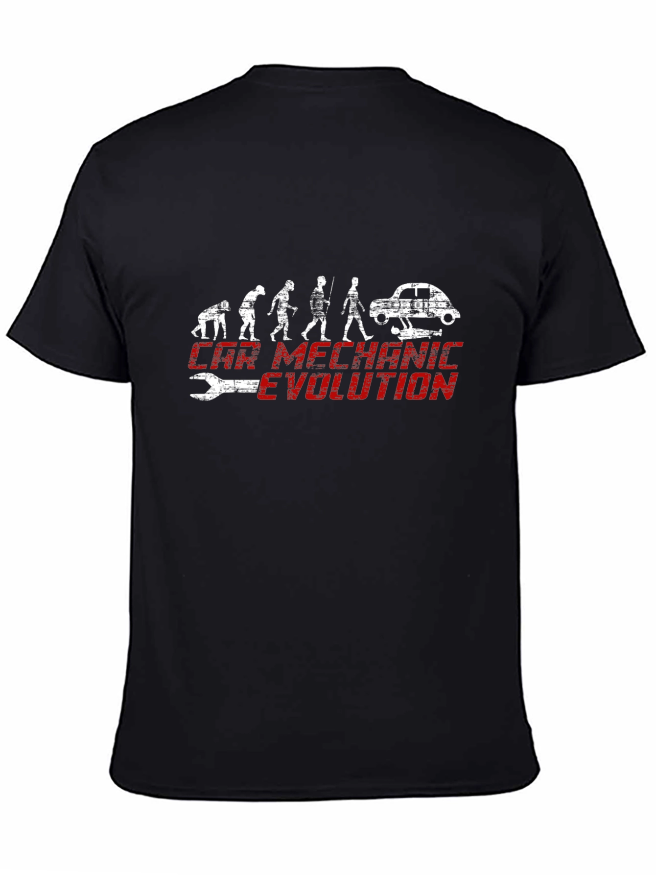 Black Car Mechanic Evolution Black Graphic Tee view 4