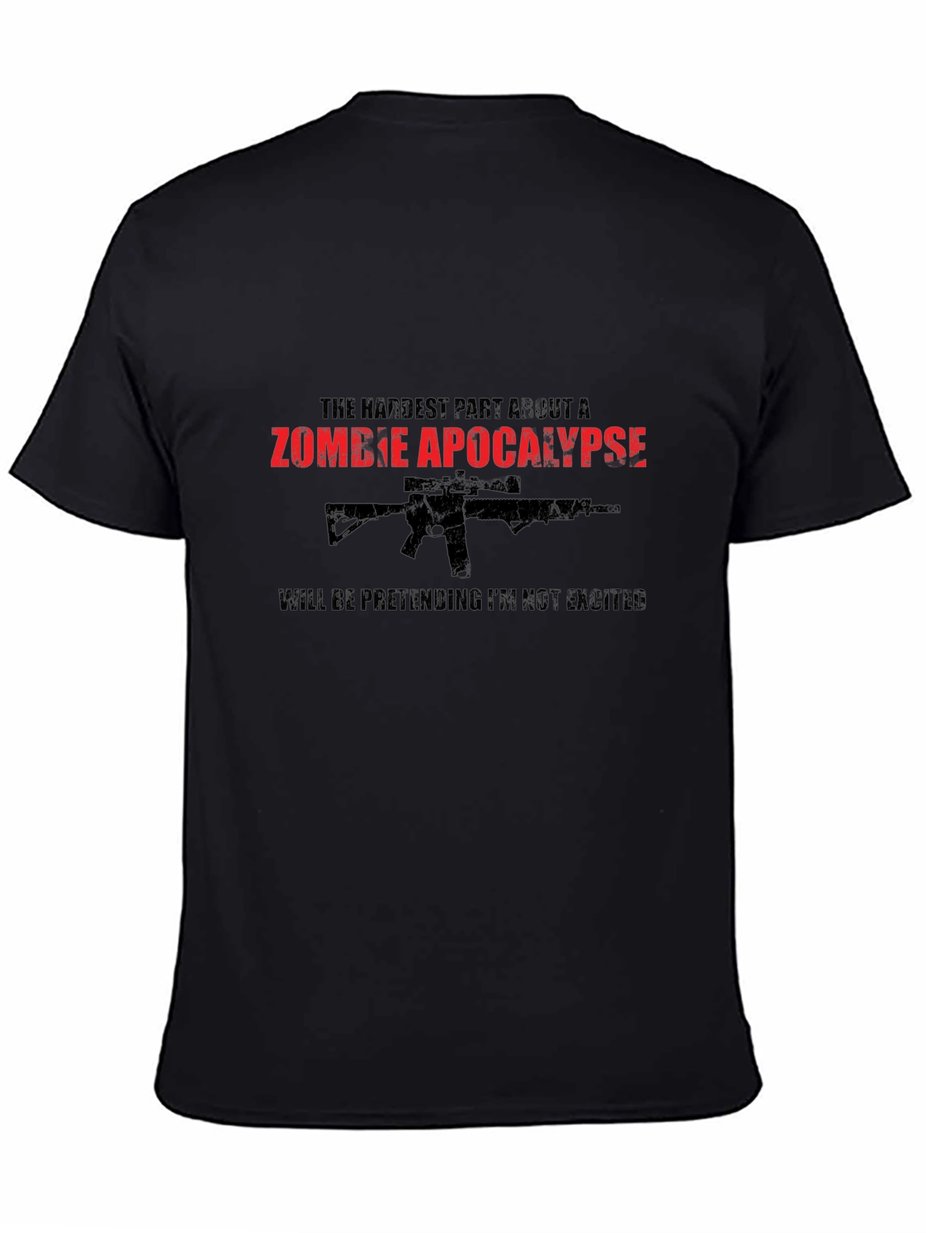 Black Zombie Apocalypse Humor T-Shirt view 4