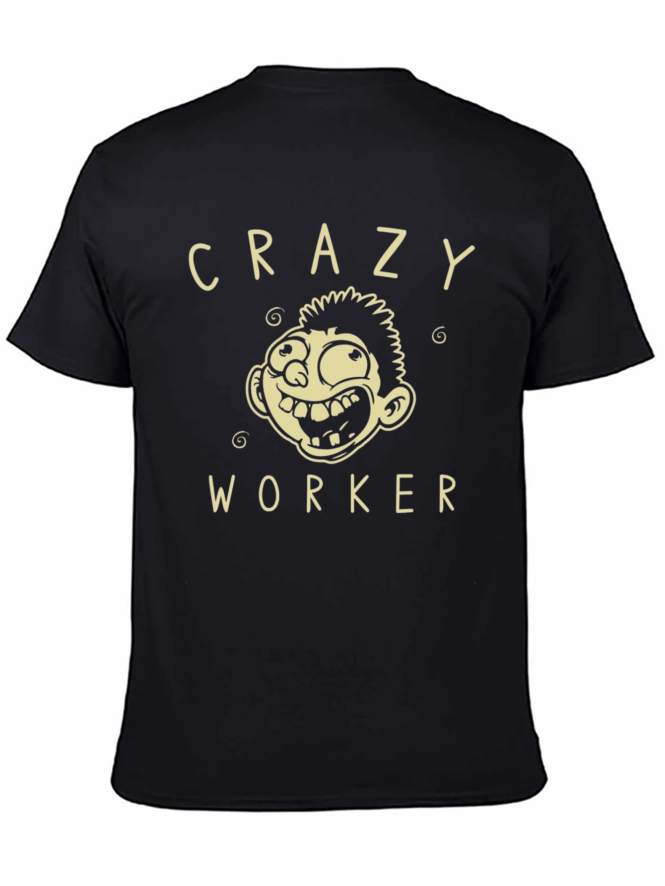 Black Crazy Worker Graphic Tee - Black view 4