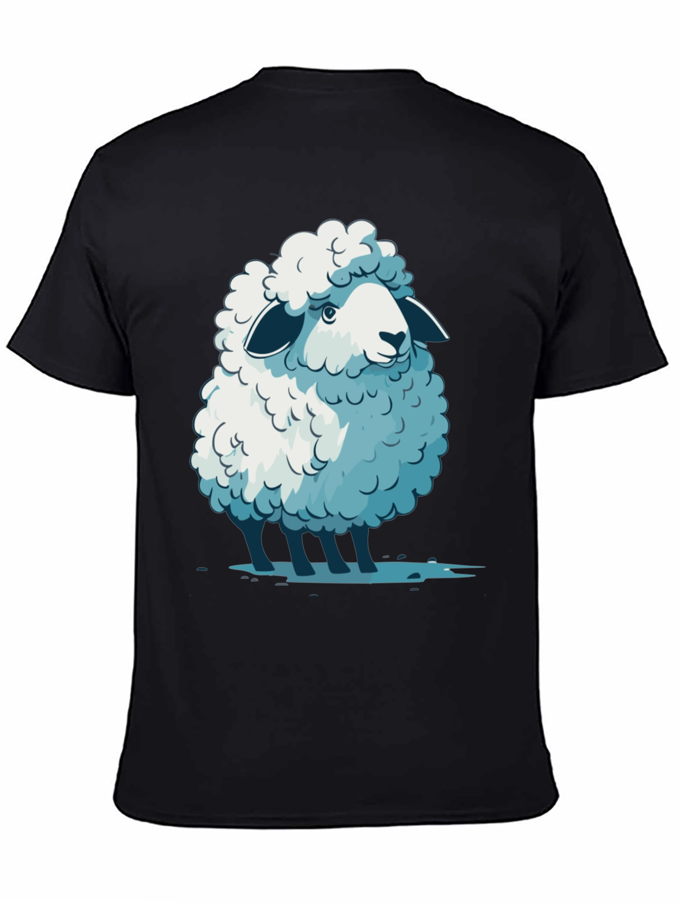 Black Cute Sheep Graphic Tee - Soft Cotton Blend T-Shirt view 4
