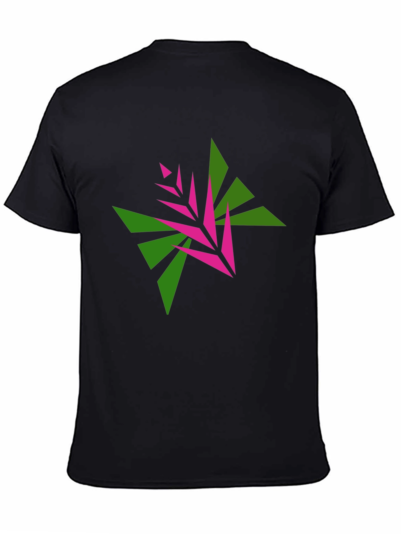 Black Geometric Floral Black T-Shirt view 4
