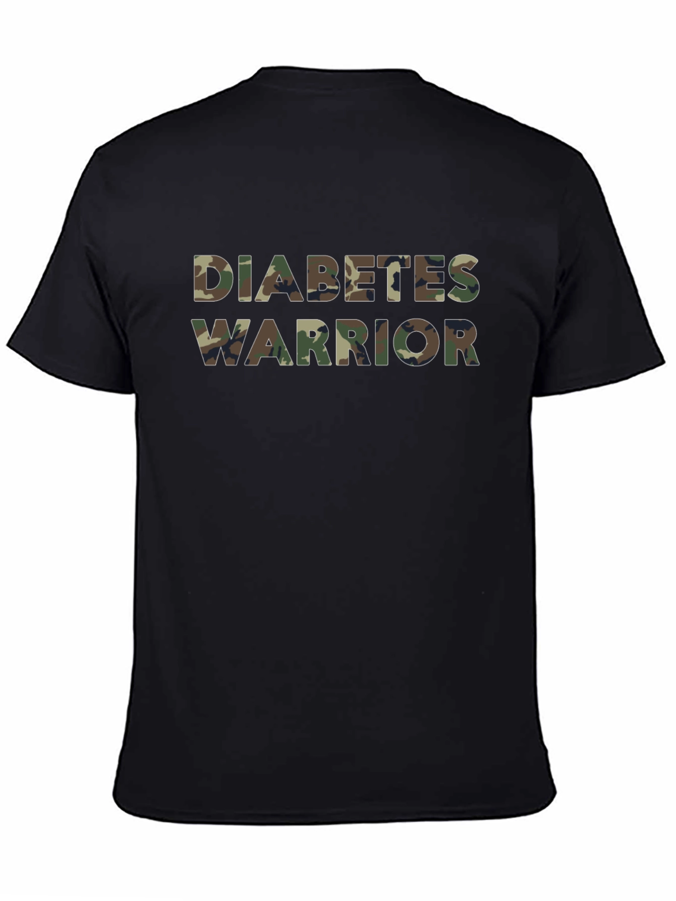 Black Diabetes Warrior Camo Print Black T-Shirt view 4