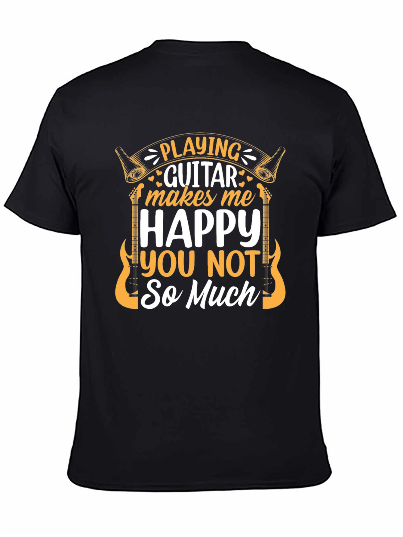 Black Playing Guitar Makes Me Happy T-Shirt view 4