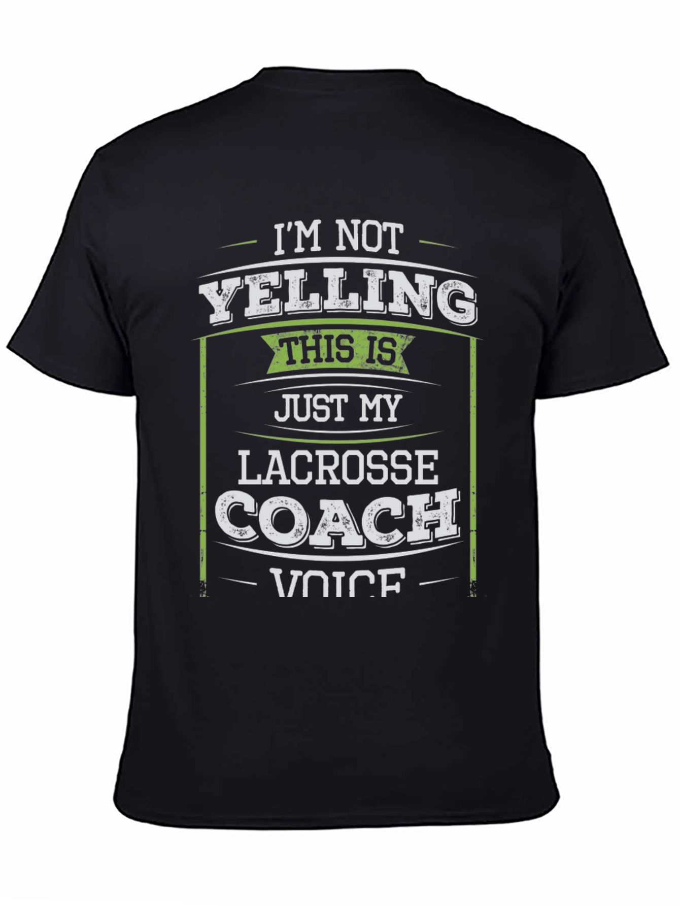 Black Lacrosse Coach Novelty T-Shirt - Funny Coach Voice view 4