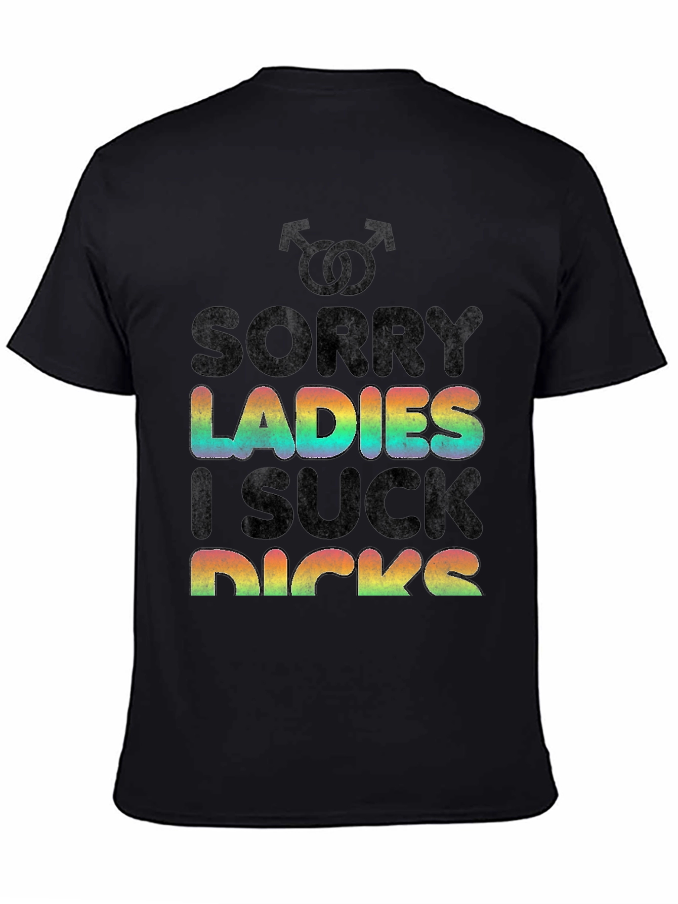 Black Sorry Ladies LGBT Pride Rainbow Graphic T-Shirt view 4