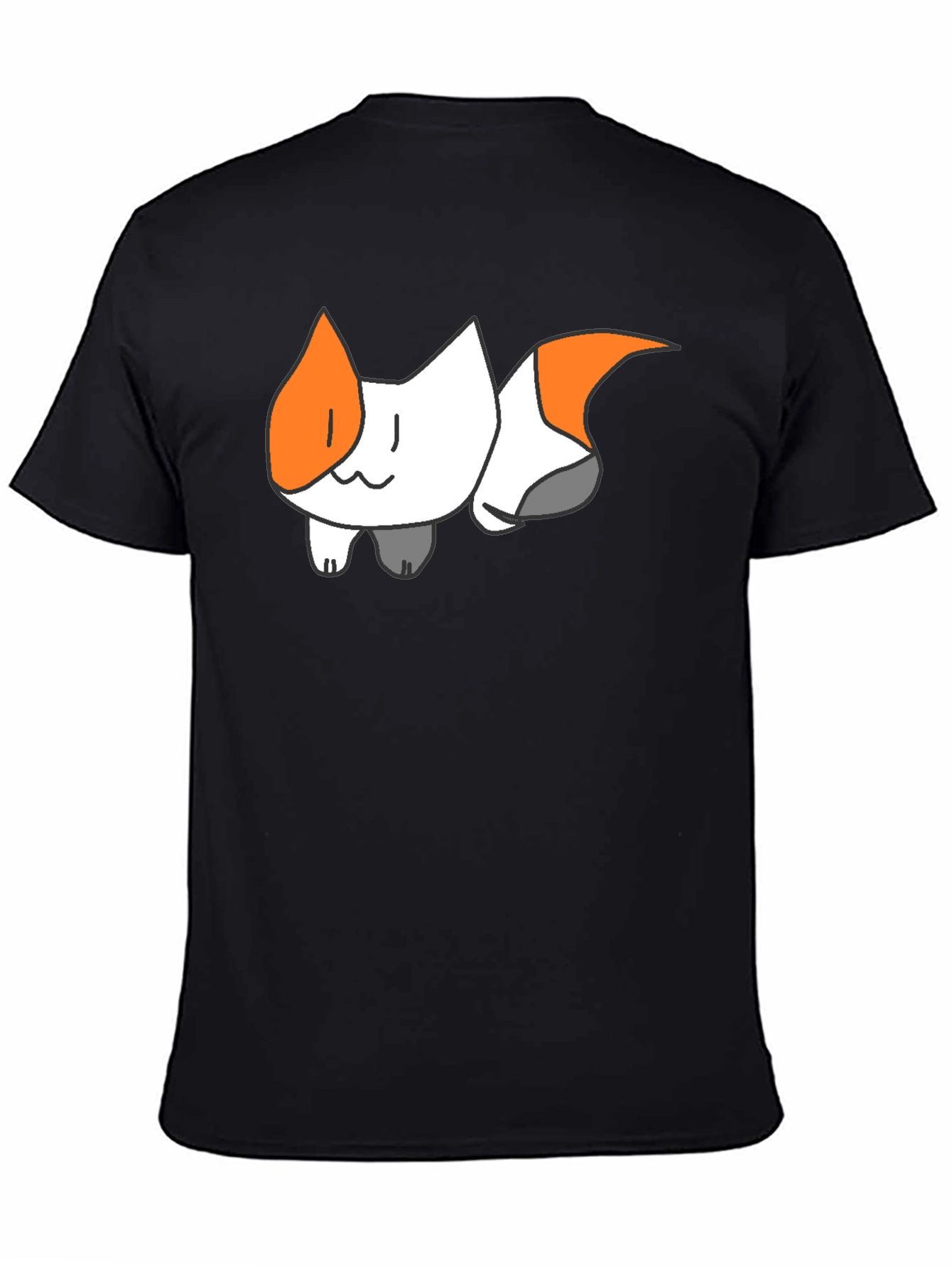 Black Cute Cartoon Cat Graphic Black T-Shirt view 4