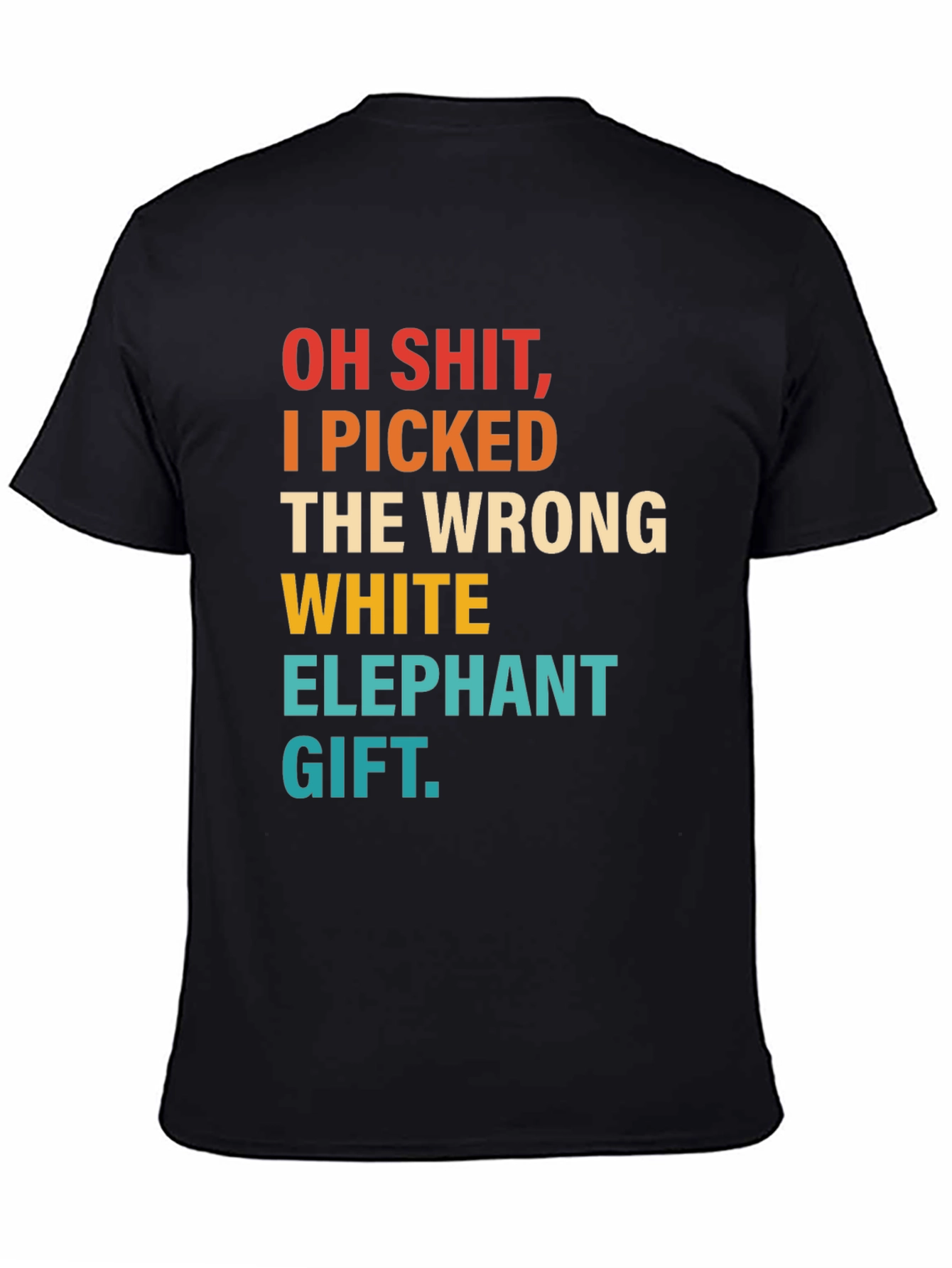 Black Funny "Wrong White Elephant" Novelty T-Shirt view 4