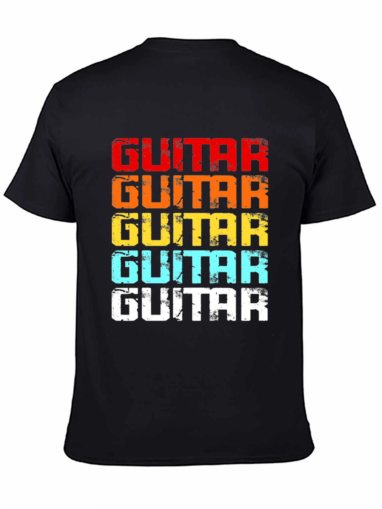 Black Retro Guitar T-Shirt - Colorful Music Lover Tee view 4