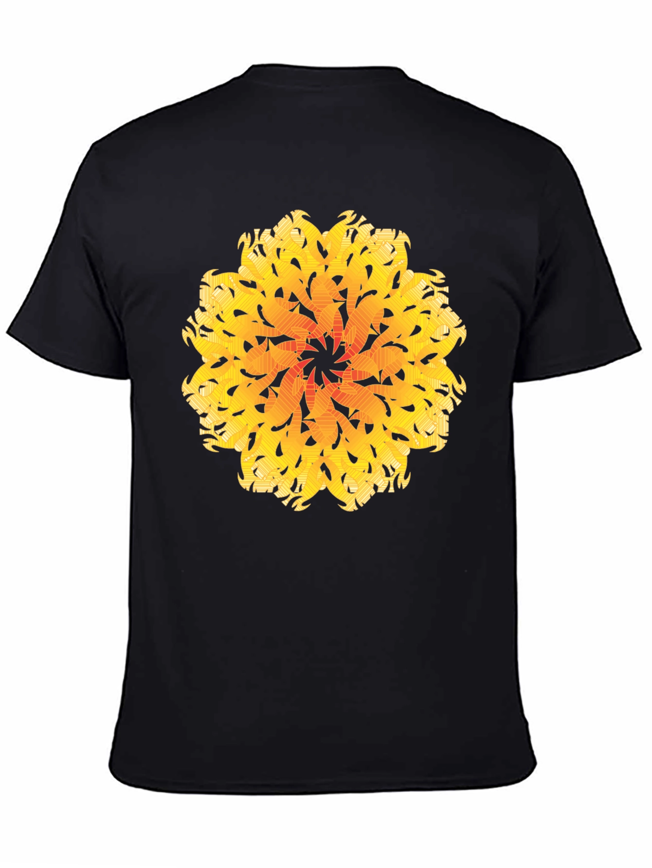 Black Abstract Mandala Graphic Tee - Black Cotton view 4