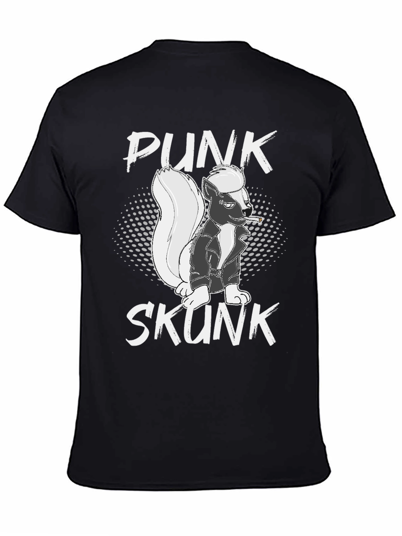 Black Punk Skunk Graphic Tee - Black Cotton T-Shirt view 4