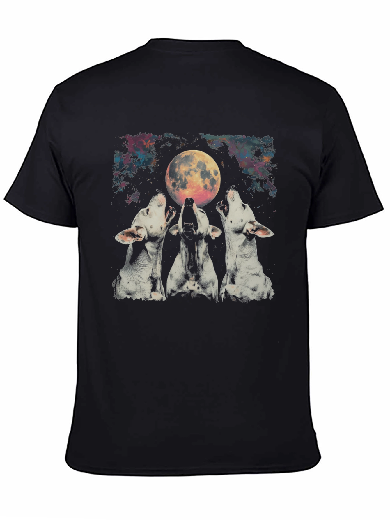 Black Men's Black Three Wolf Moon Graphic Tee view 4