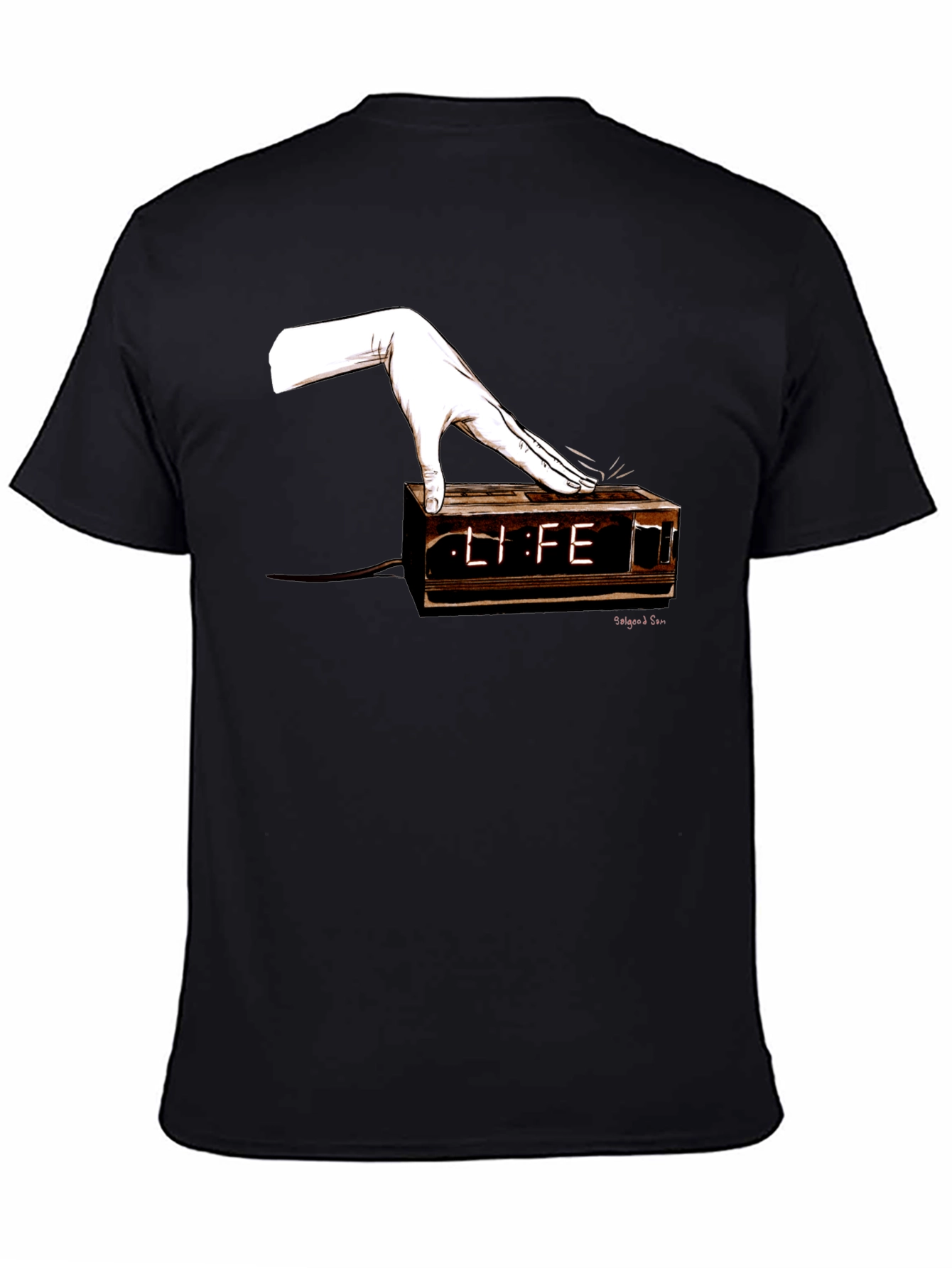 Black Life Alarm Clock Graphic Tee - Unisex view 4