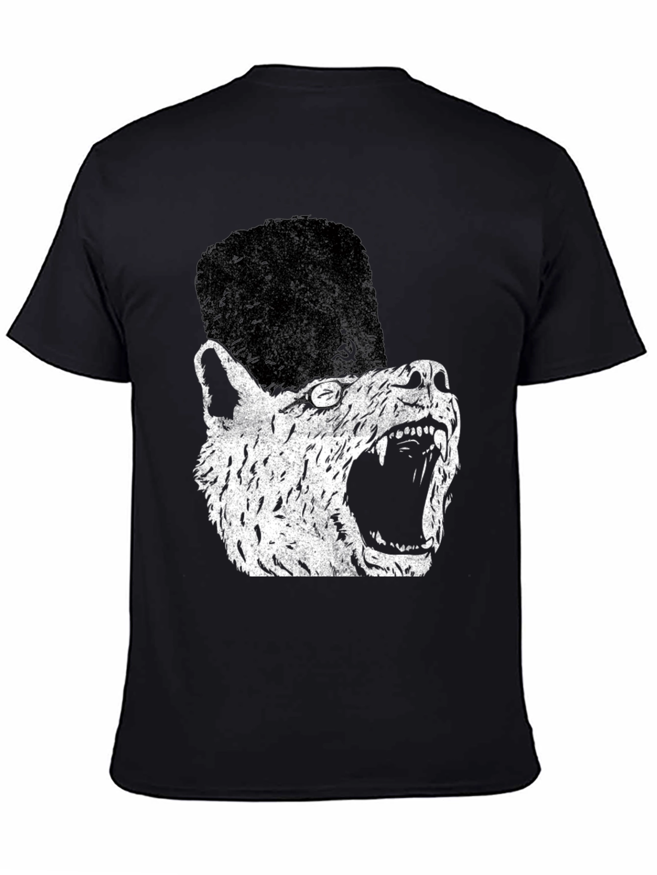Black Soviet Wolf T-Shirt - Distressed Graphic Print view 4