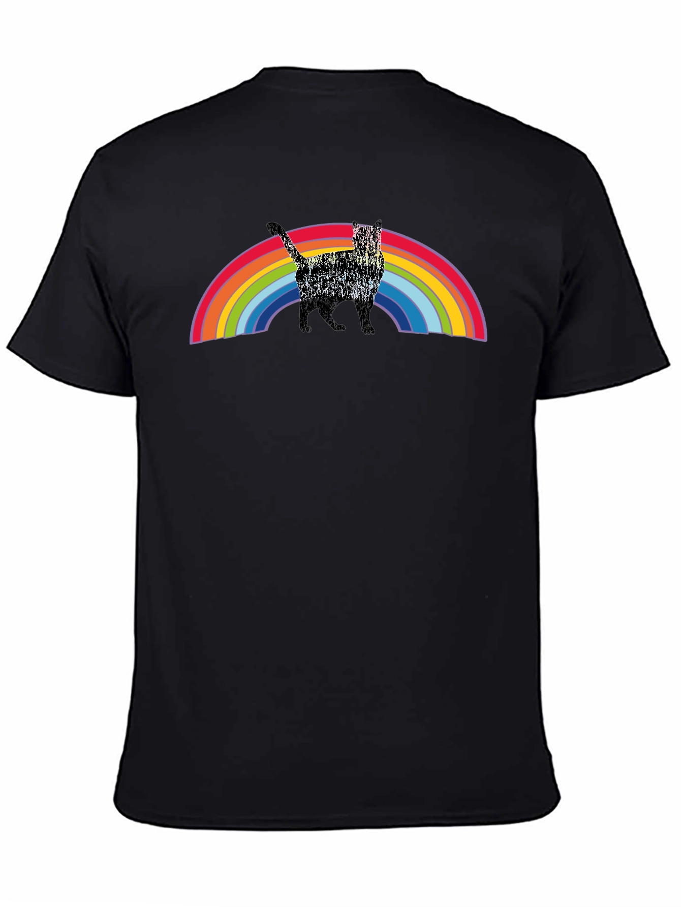Black Rainbow Cat Graphic T-Shirt - Black view 4