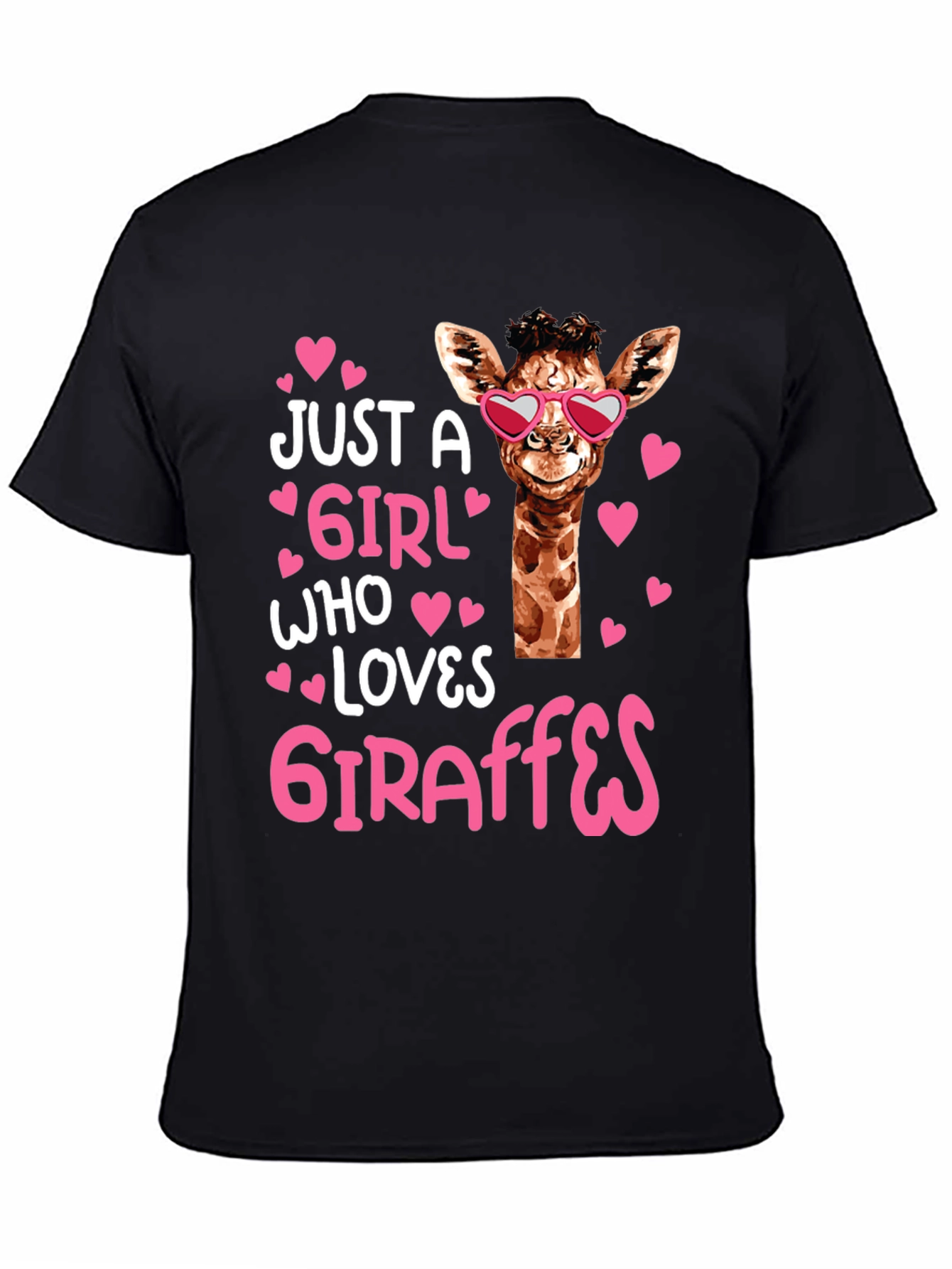 Black Just A Girl Who Loves Giraffes T-Shirt view 4