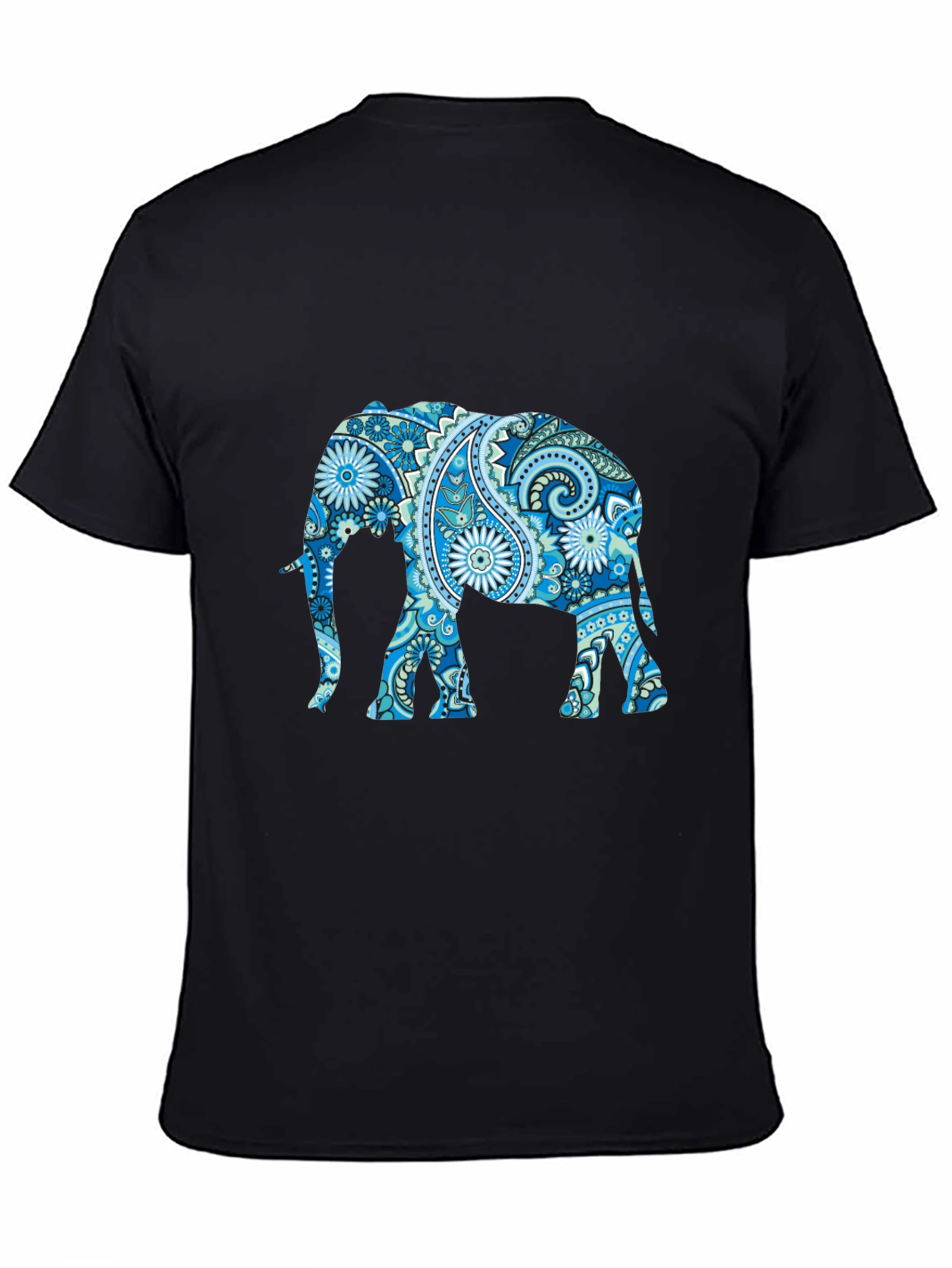 Black Elephant Paisley Print T-Shirt view 4