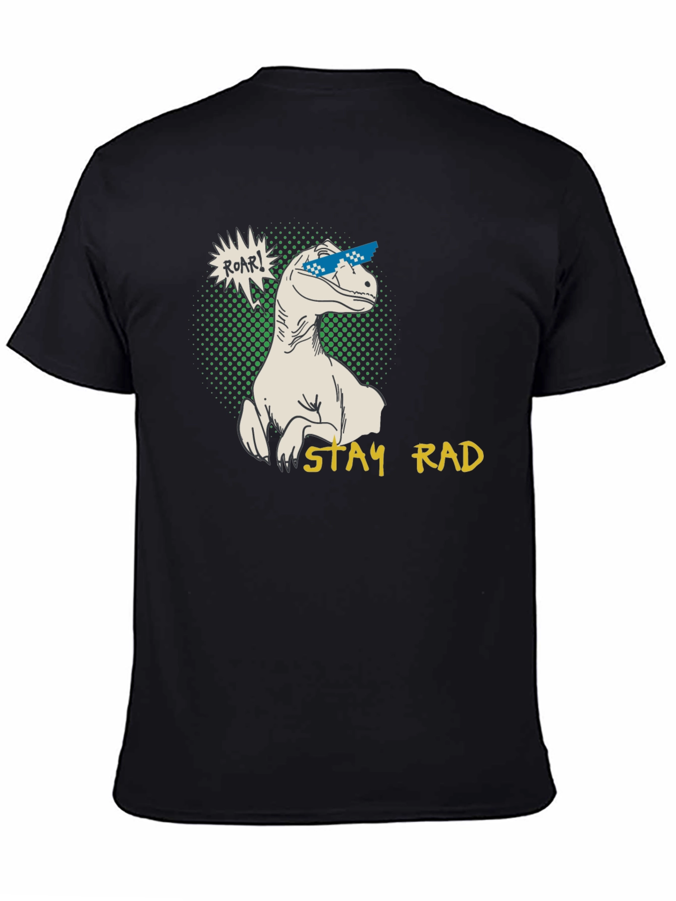 Black Stay Rad Dinosaur Graphic T-Shirt view 4