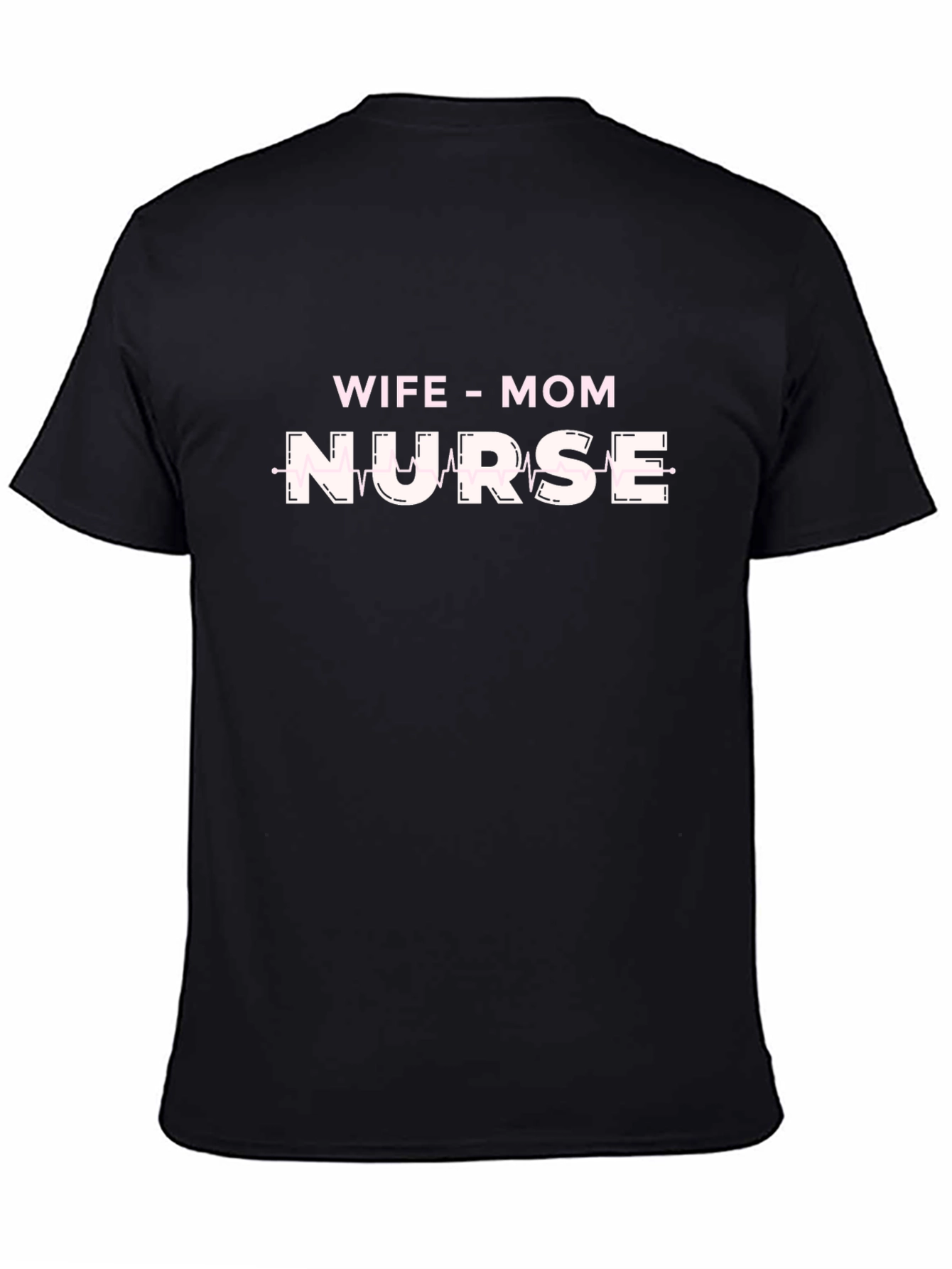 Black Wife Mom Nurse Graphic T-Shirt - Black view 4