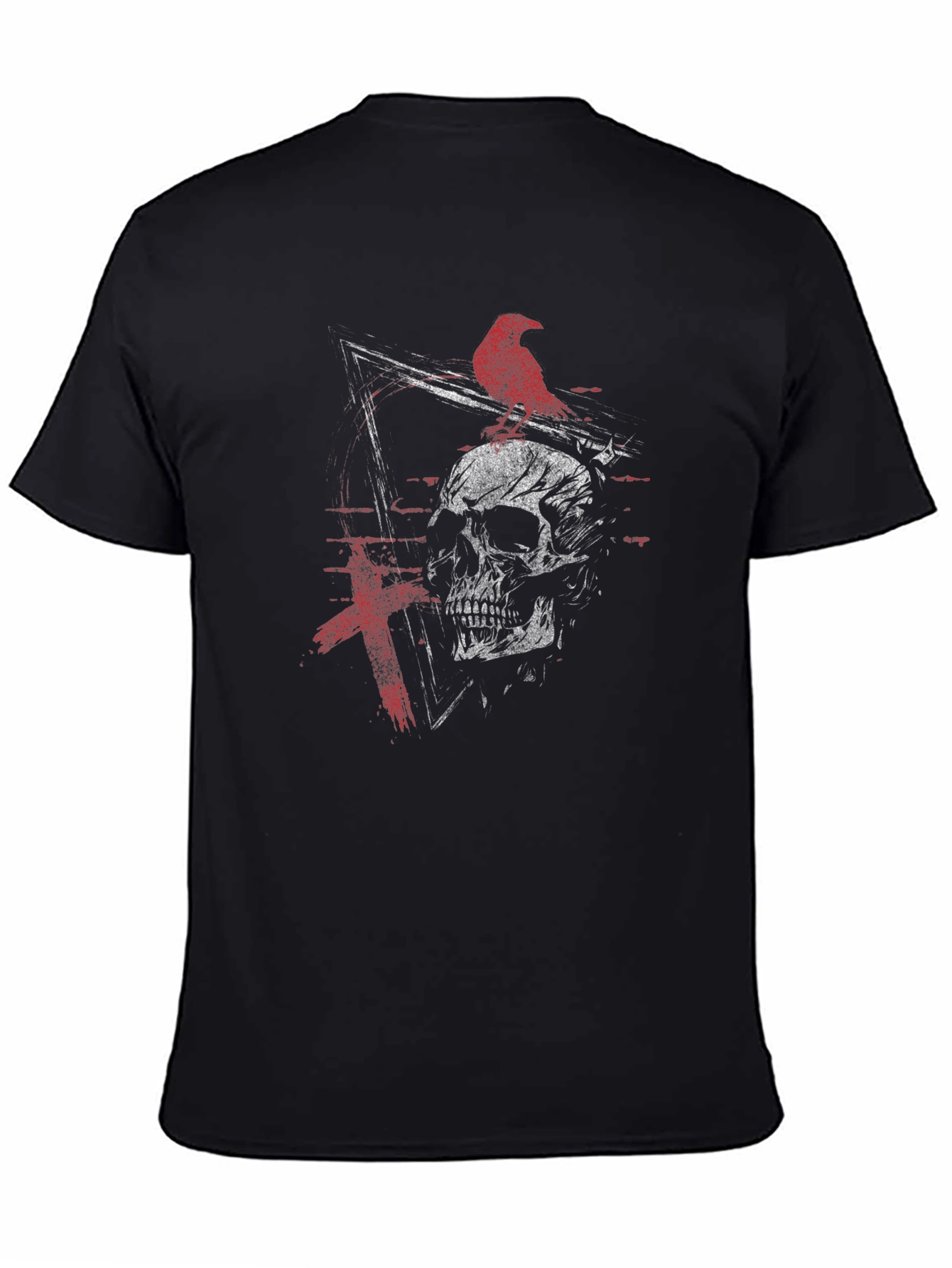 Black Raven Skull Graphic Tee - Edgy Design view 4