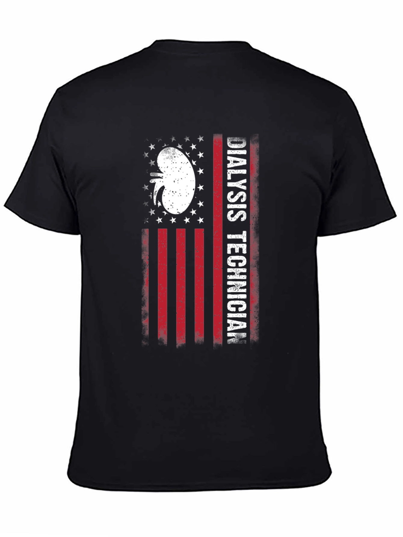 Black Dialysis Technician American Flag T-Shirt view 4