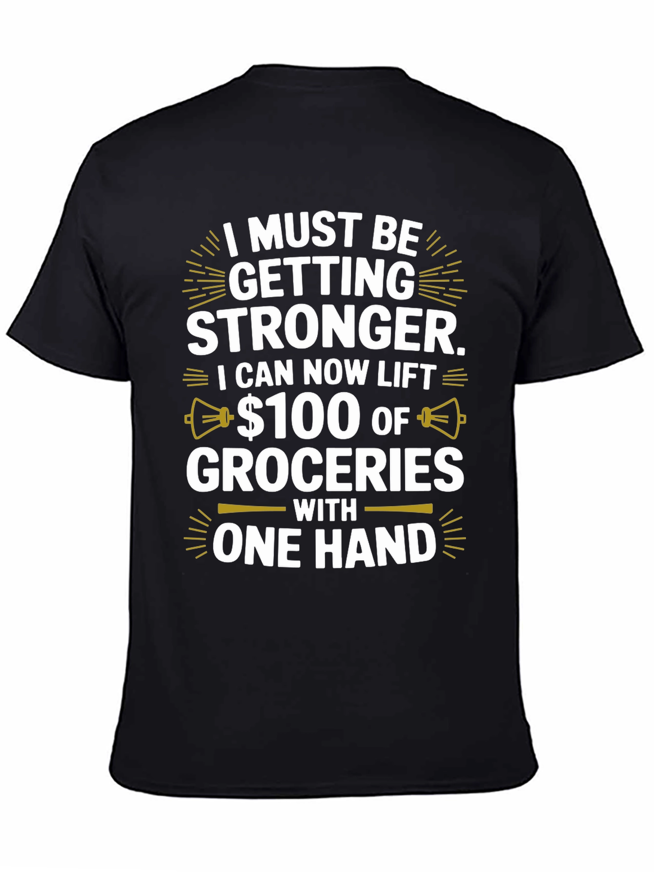 Black Funny Stronger Groceries T-Shirt view 4