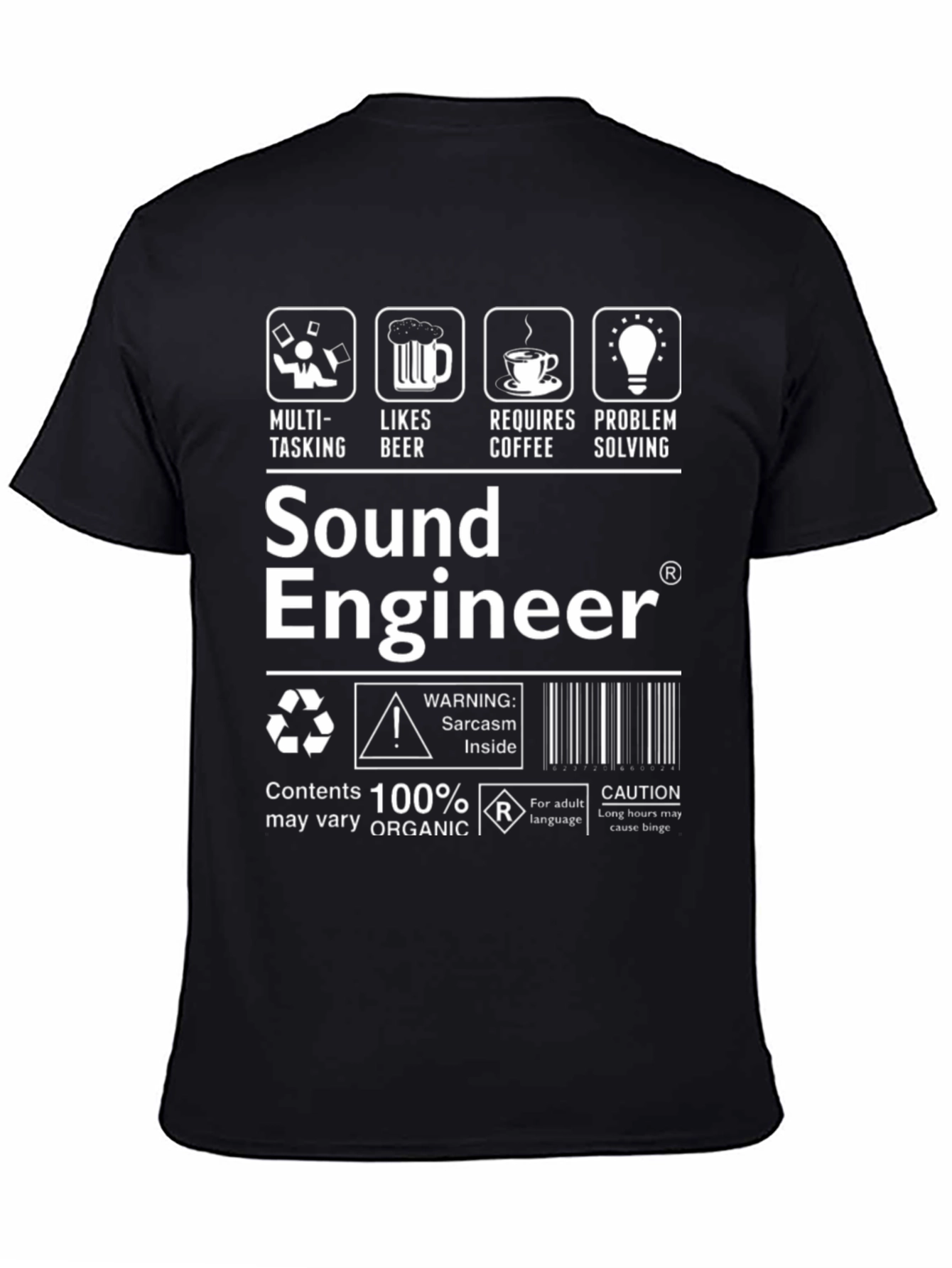 Black Sound Engineer Sarcasm Inside T-Shirt view 4