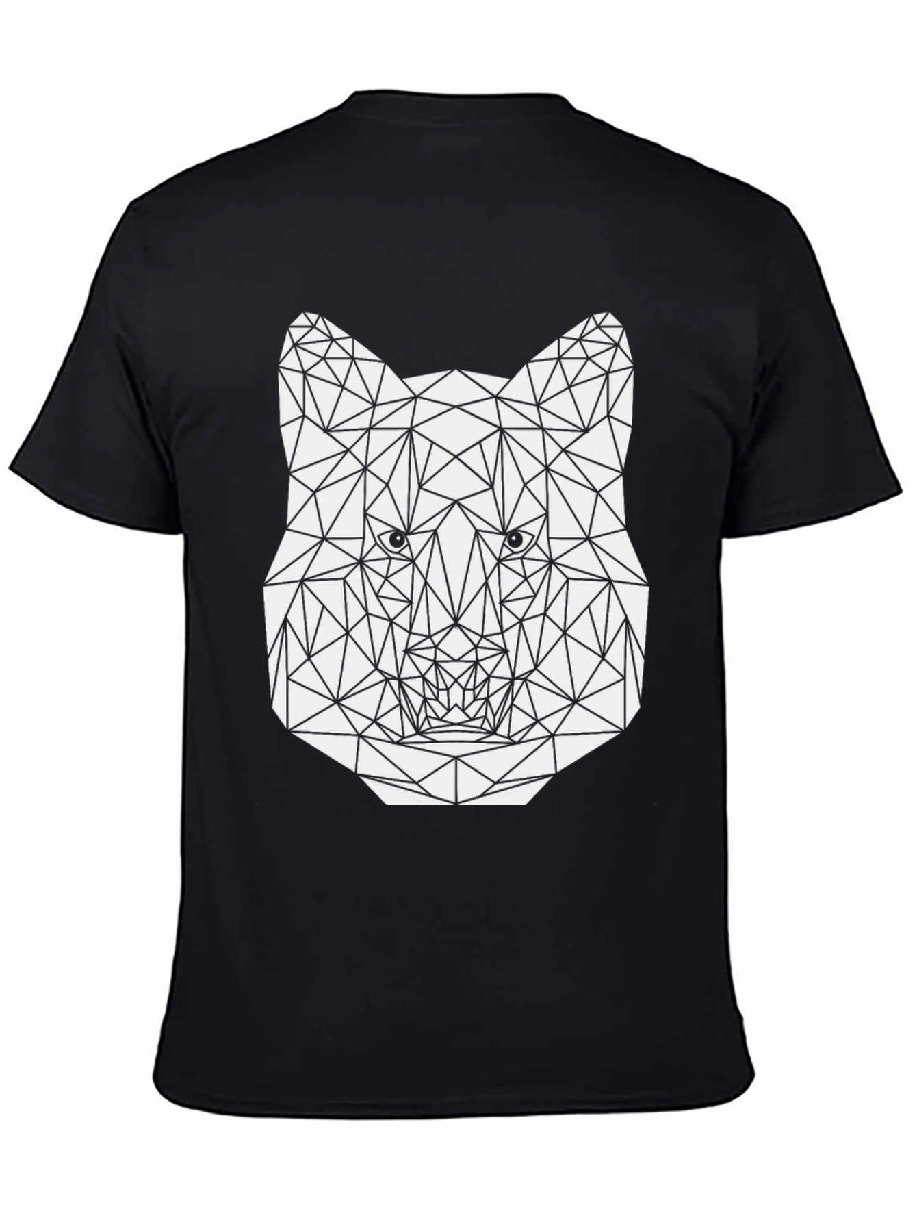 Black Geometric Wolf Graphic Tee - Stylish Men's Black T-Shirt view 4