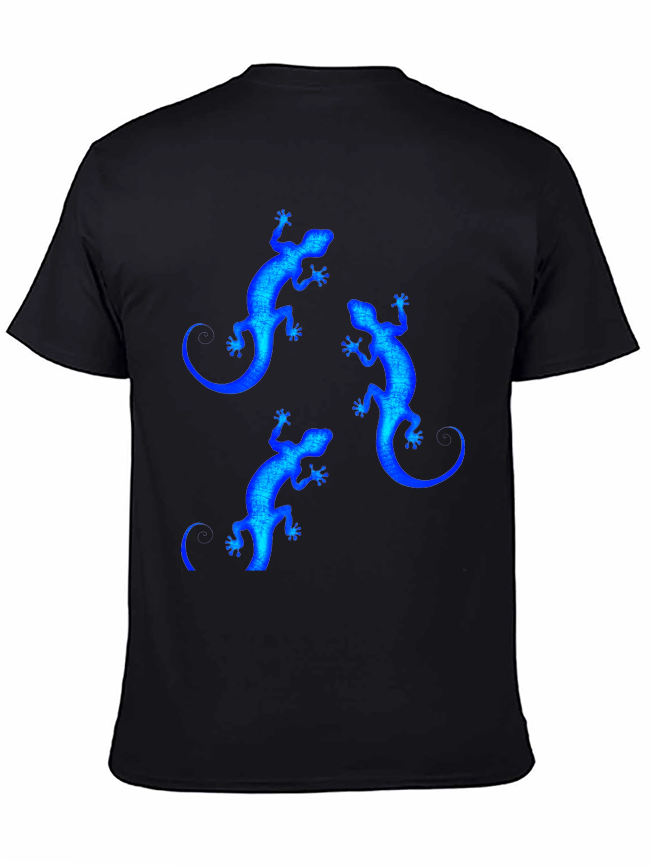 Black Blue Lizard Print Black T-Shirt view 4