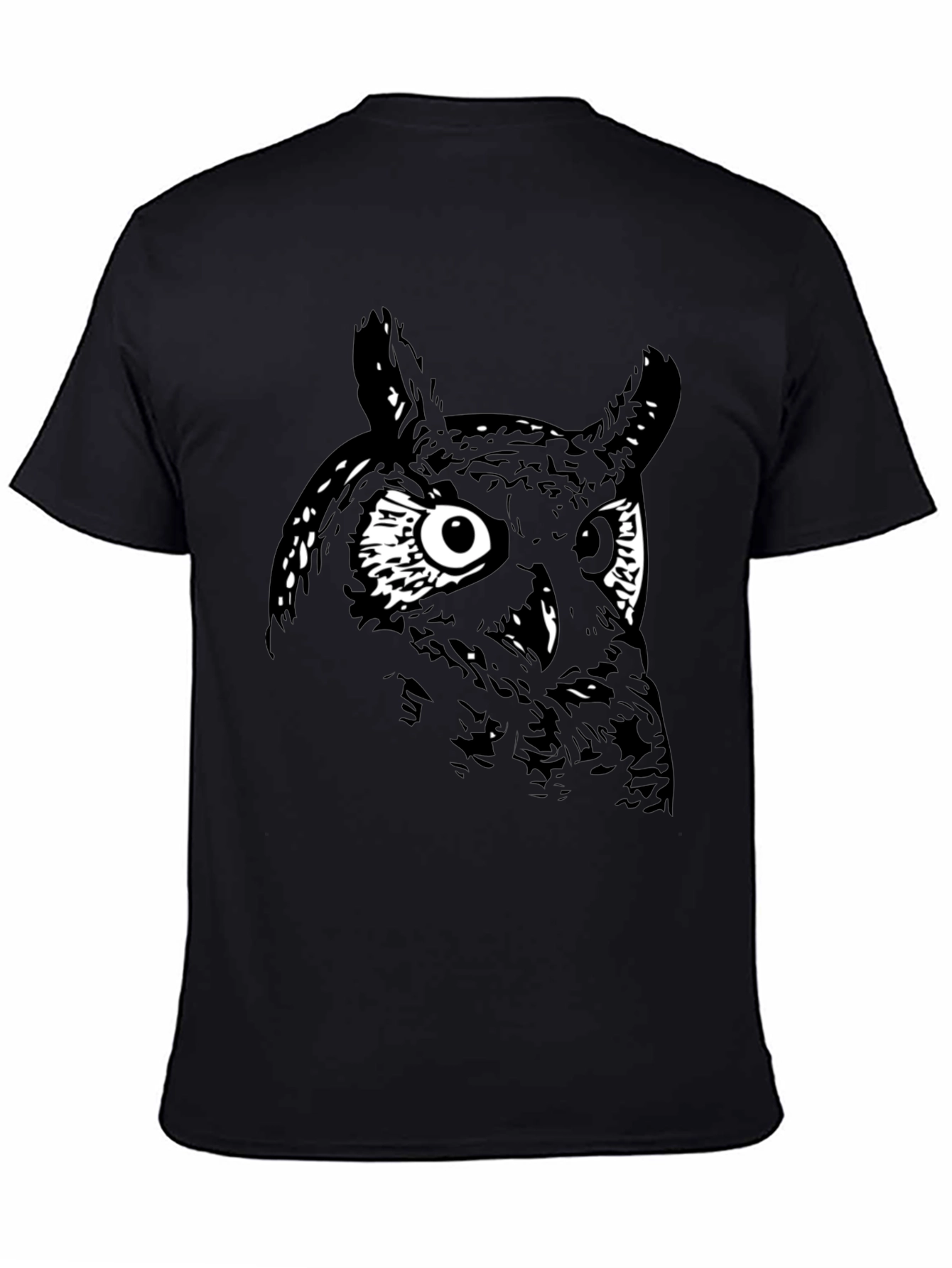 Black Men's Black Owl Graphic Tee view 4