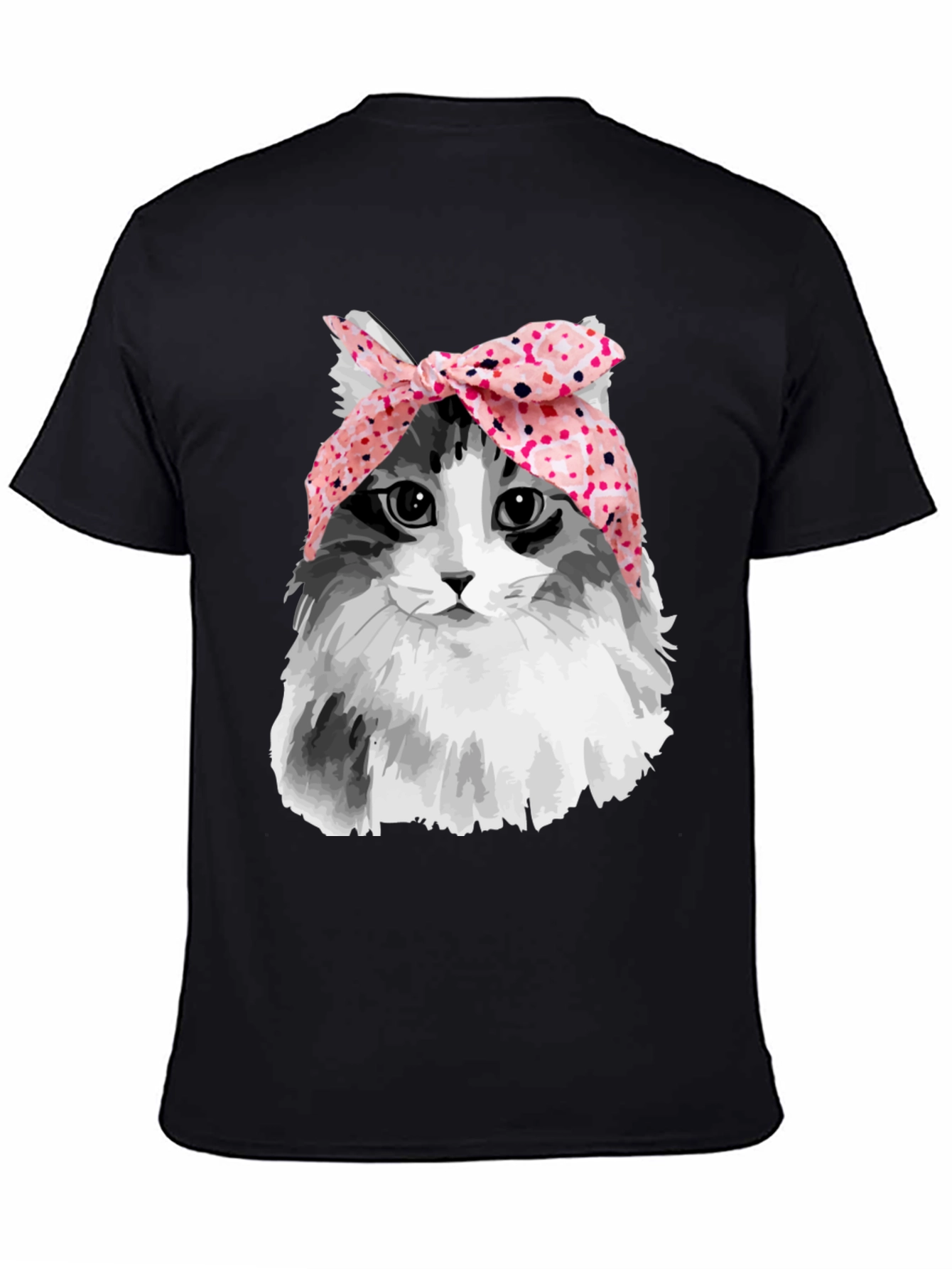 Black Cat with Headscarf T-Shirt - Unique Graphic Tee view 4