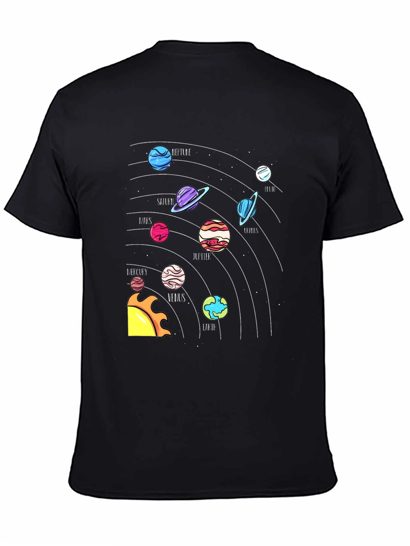 Black Planets Graphic Tee - Black Crew Neck T-Shirt view 4