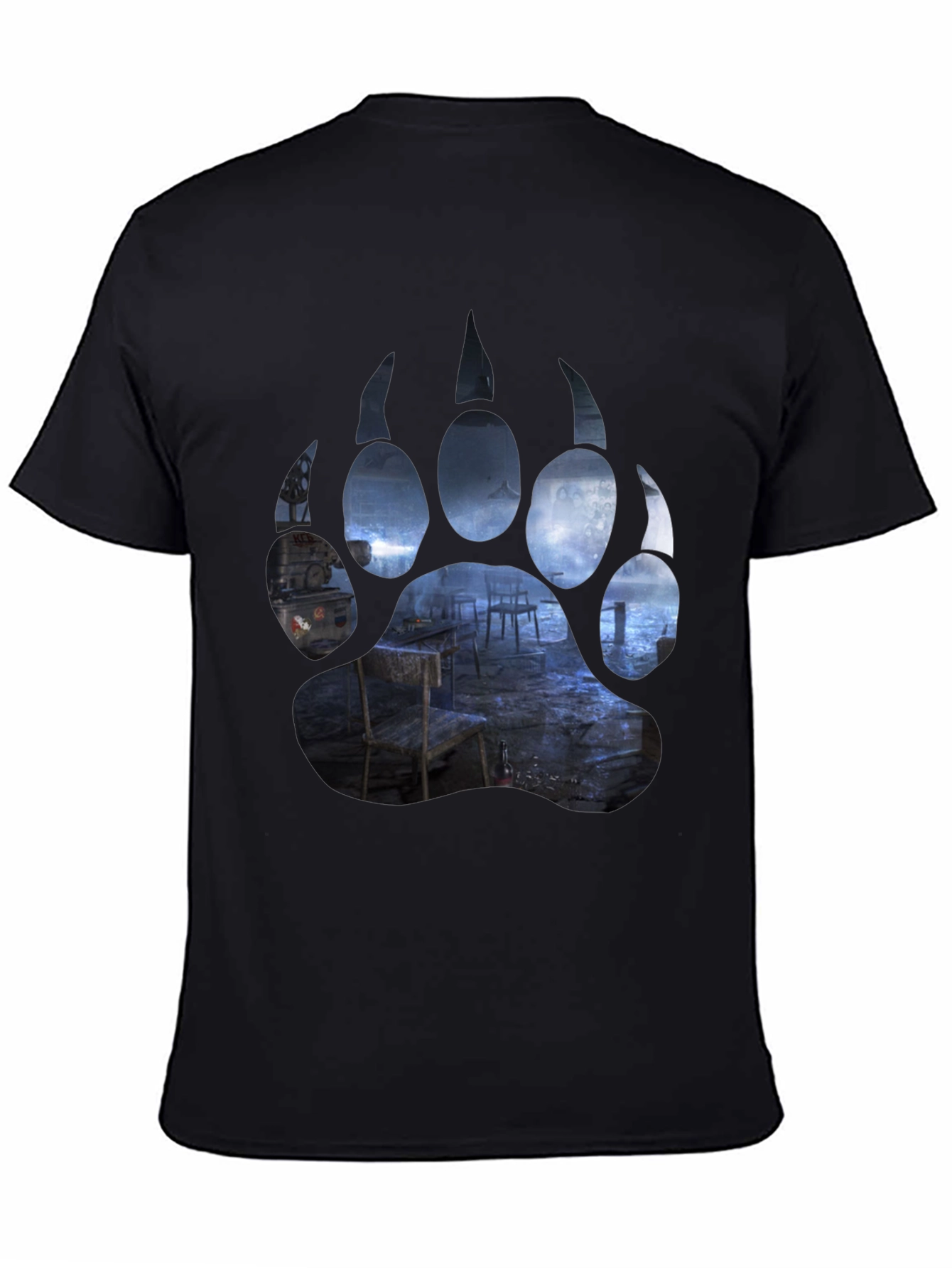 Black Bear Paw Print Graphic T-Shirt - Black view 4
