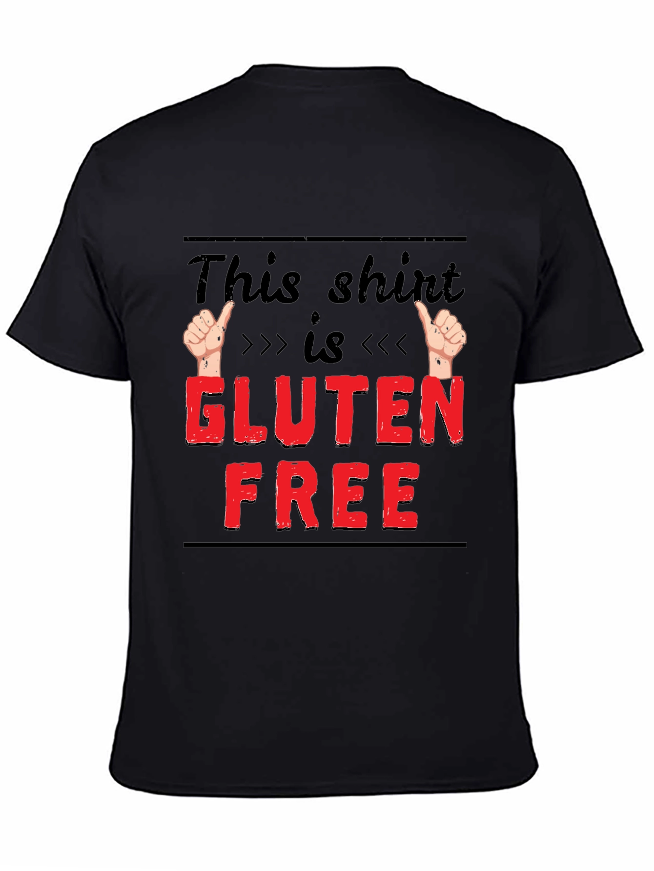 Black Gluten Free Funny T-Shirt, Novelty Tee for Foodies view 4
