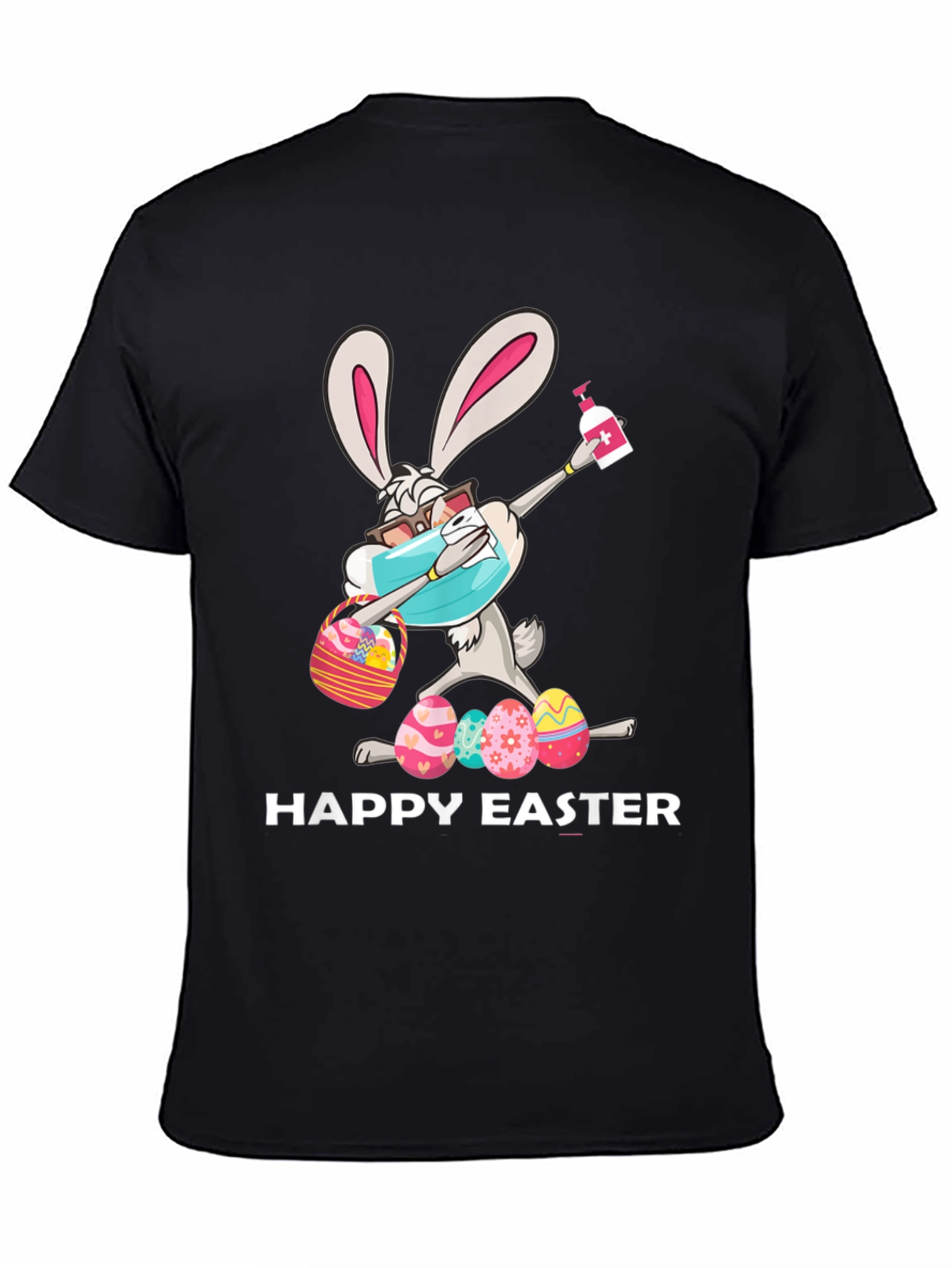 Black Happy Easter Bunny T-Shirt - Quarantine Edition view 4