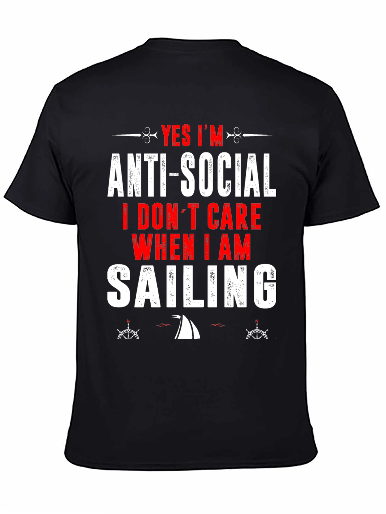 Black Anti-Social Sailing T-Shirt - Perfect for Sailors! view 4