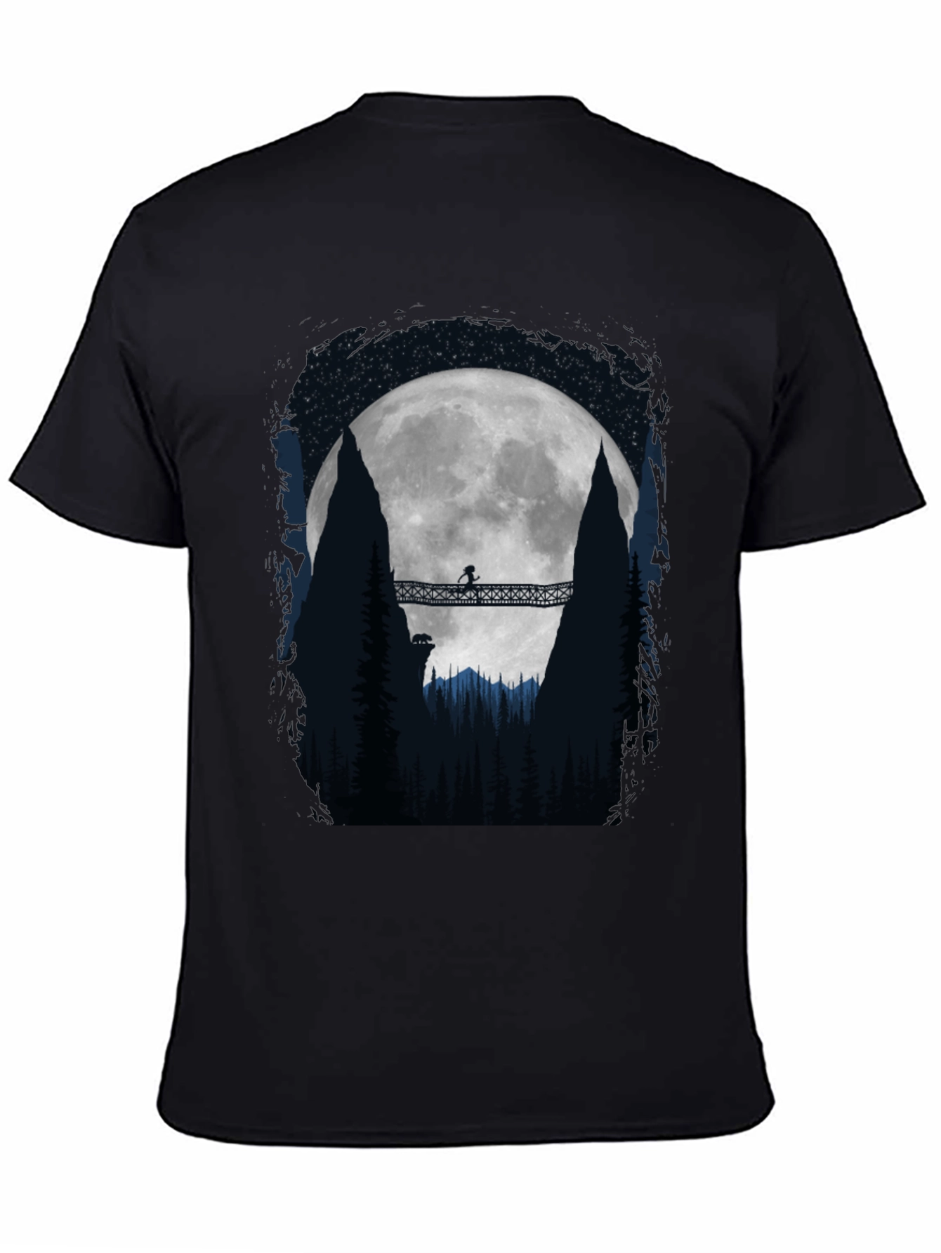 Black Moonlit Bridge Graphic Tee - Adventure Awaits! view 4