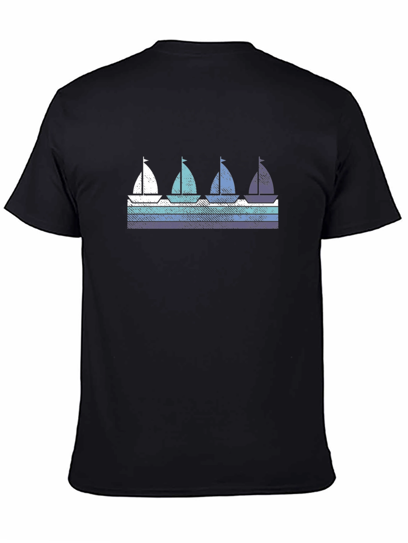 Black Retro Sailboat Graphic Tee - Nautical Style view 4