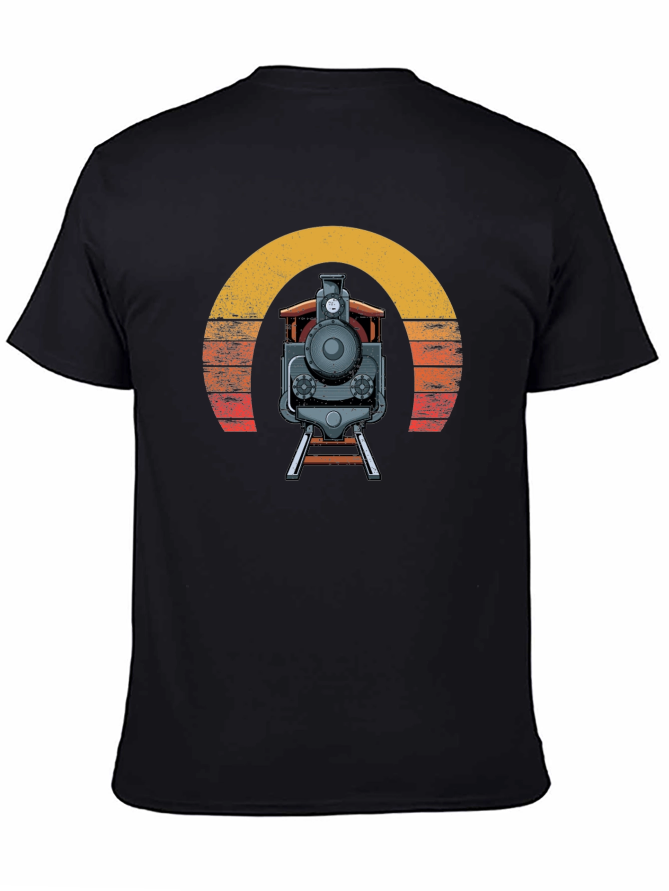 Black Retro Train T-Shirt - Vintage Style view 4