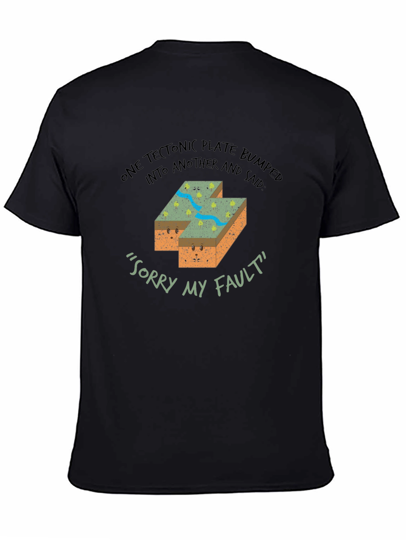 Black Funny Geology Tectonic Plate Fault T-Shirt view 4