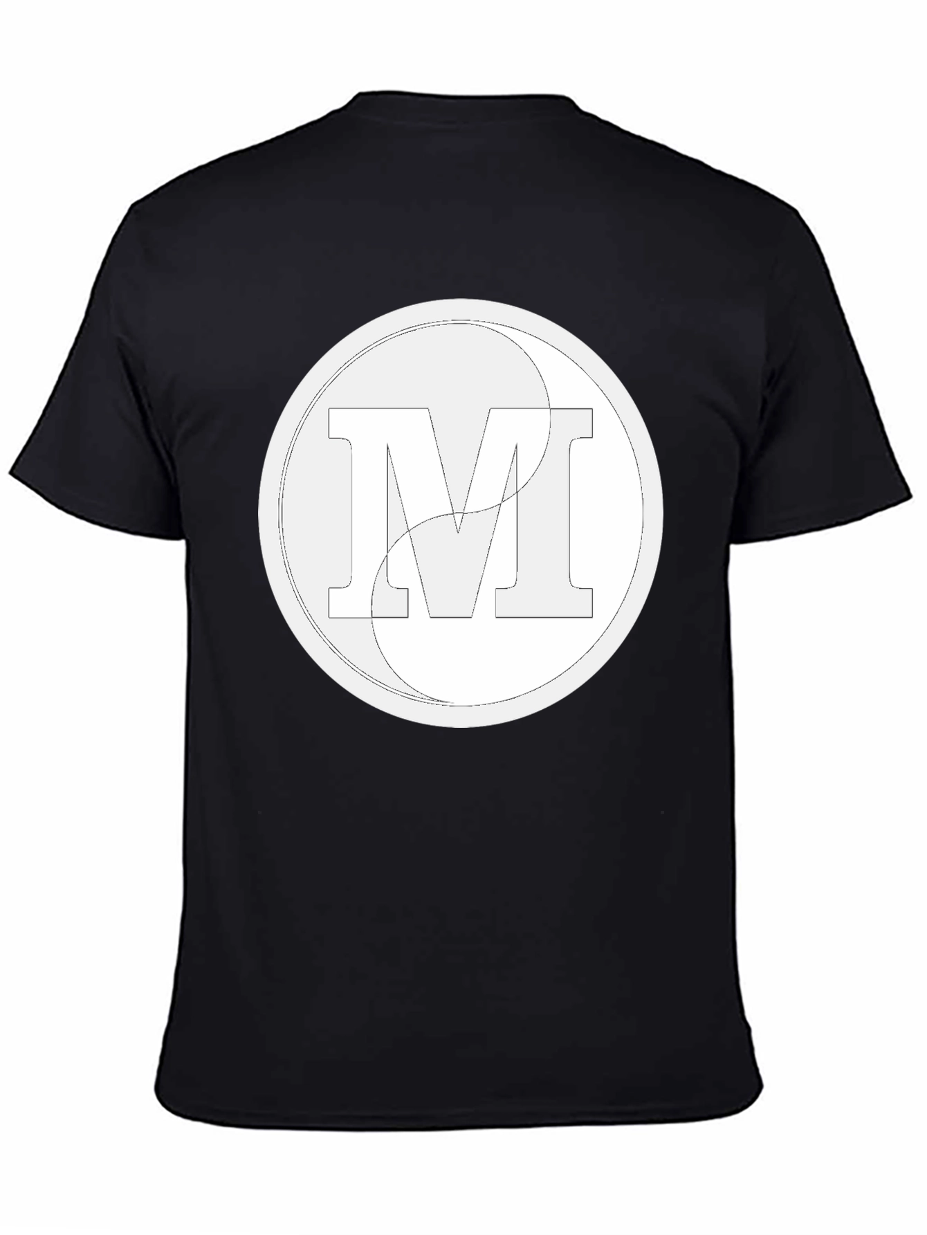 Black Modern Letter M Graphic Black T-Shirt view 4