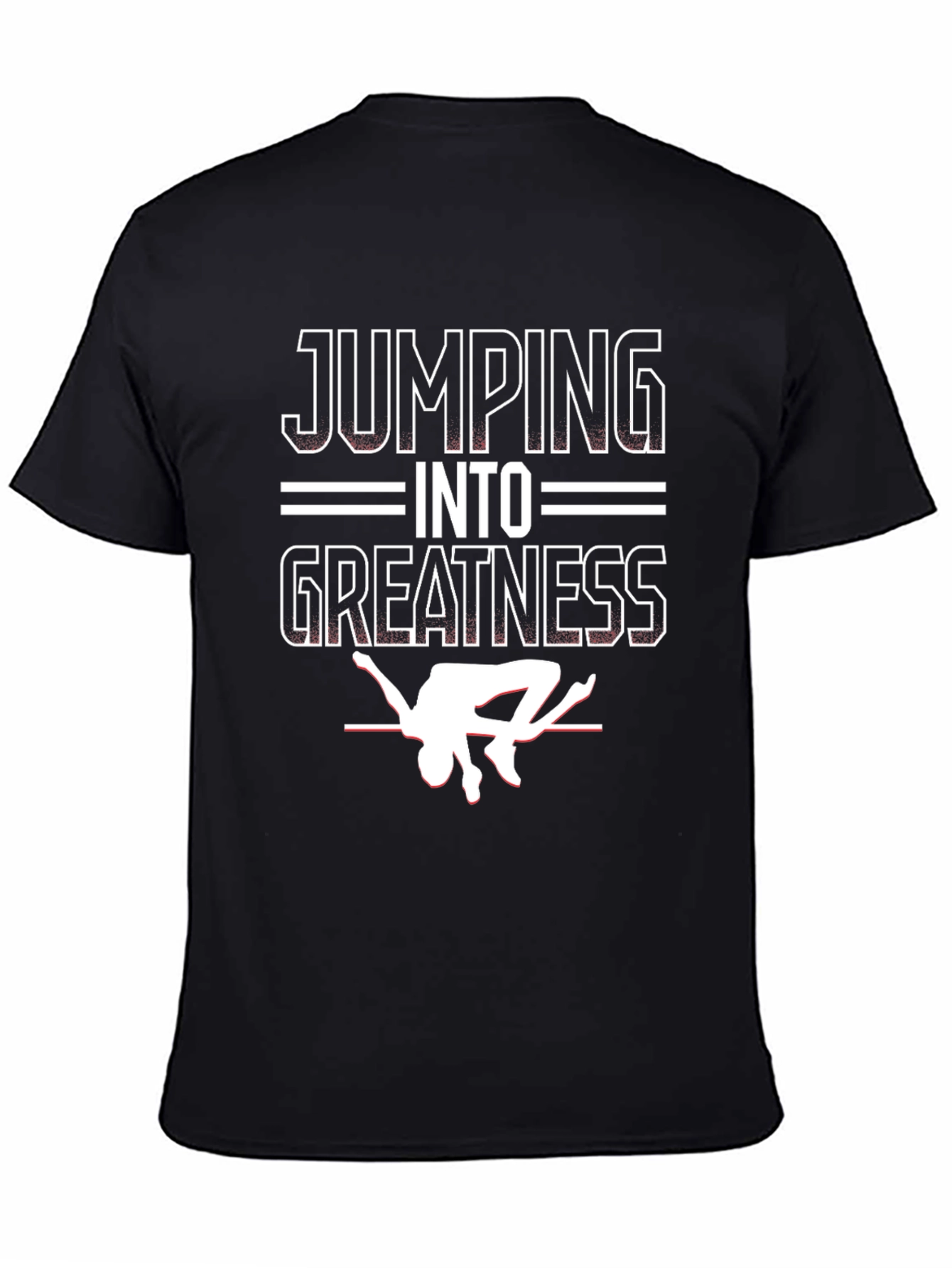 Black Jumping Into Greatness Graphic Tee - High Jump Athlete Shirt view 4