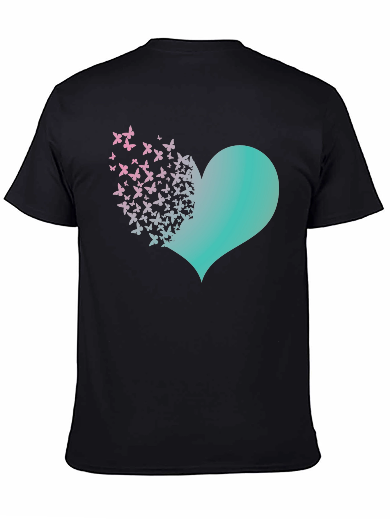 Black Butterfly Heart Graphic Tee - Black Cotton Blend view 4